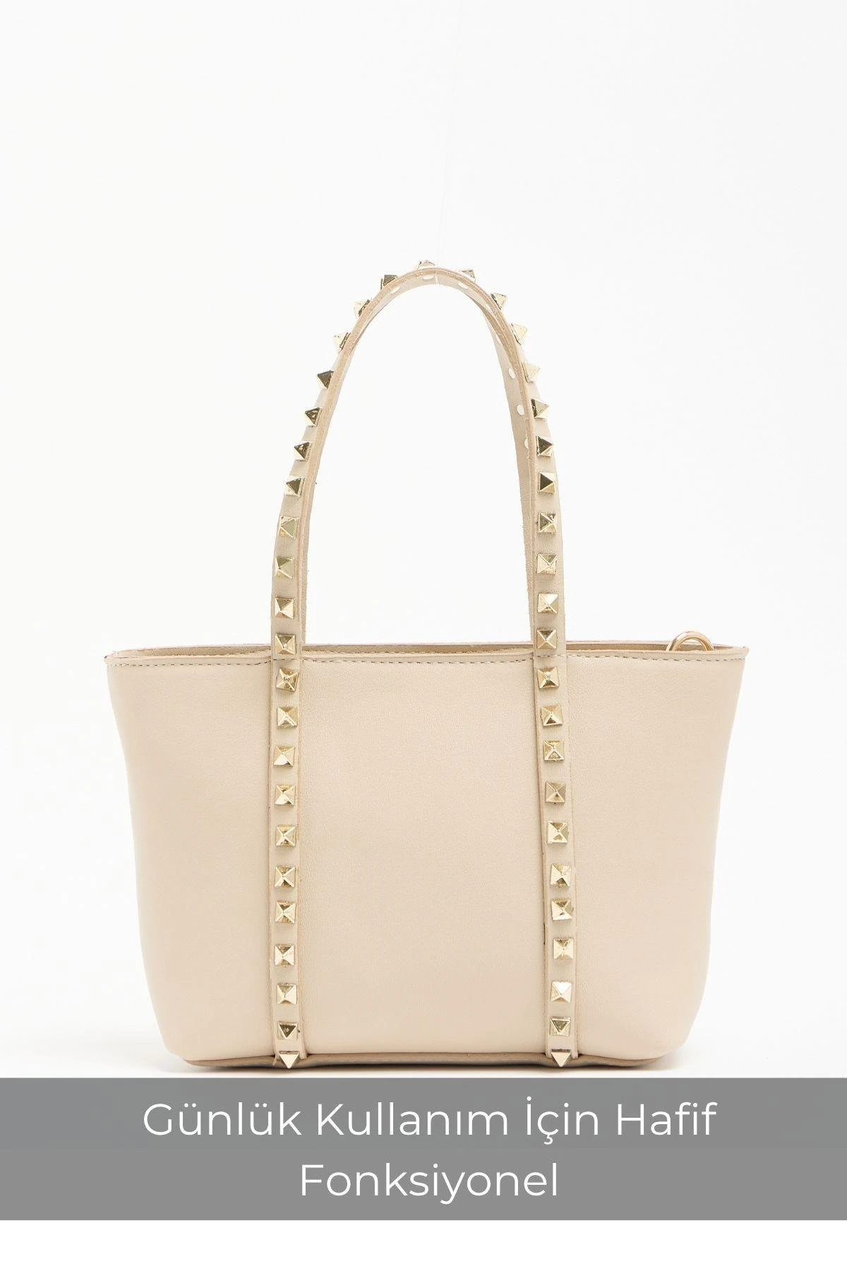 Milano Gold Zımba Detaylı Orta Boy Tote Çanta