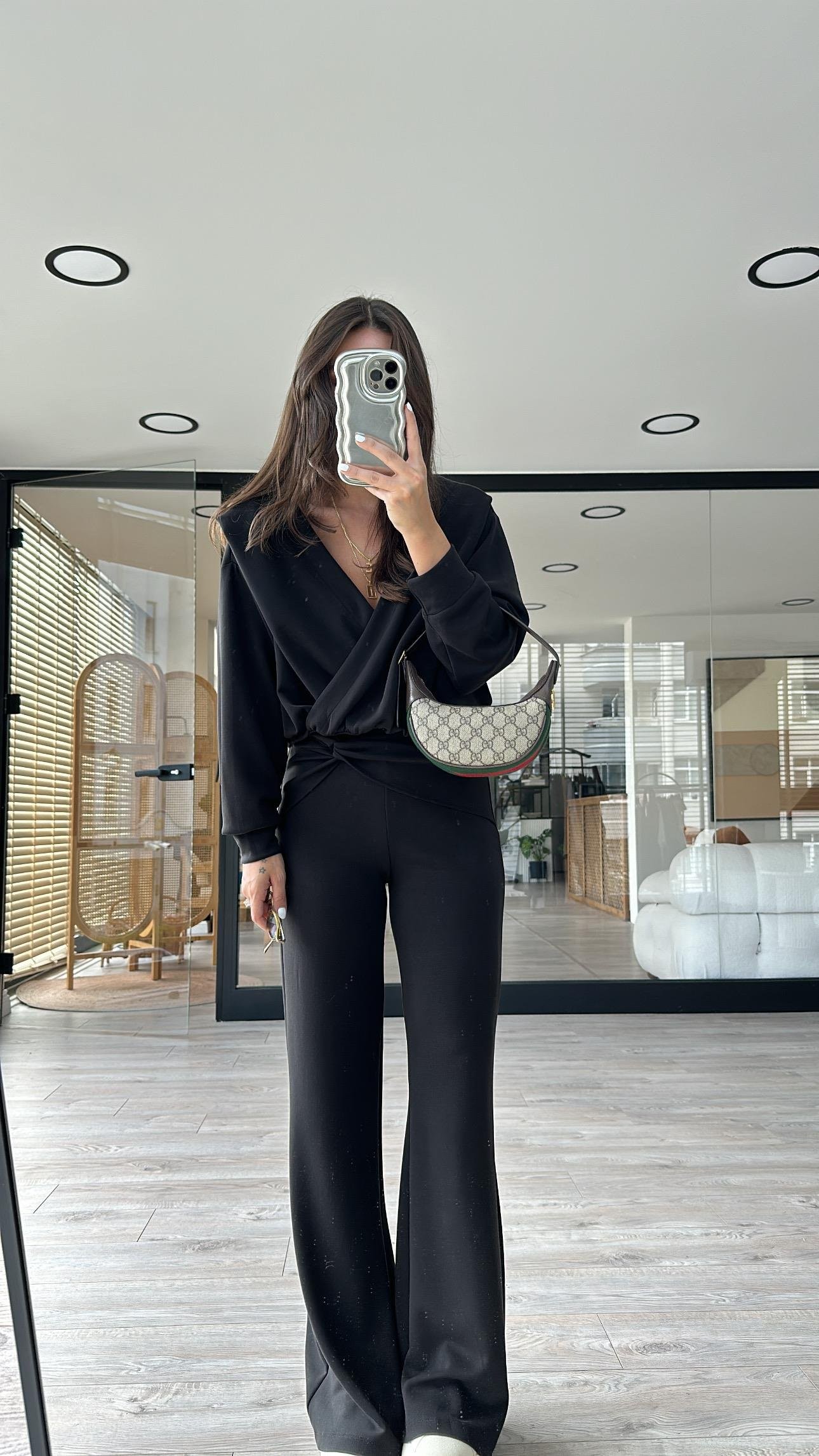 Modal Kumaş Kruvaze Üst-Detaylı Pantolon Takımı
