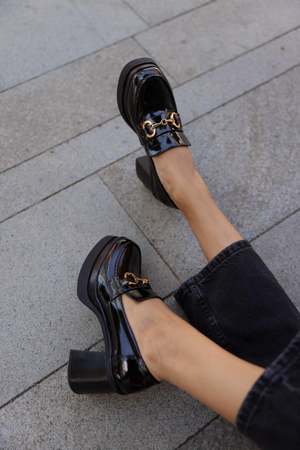 Miss Tokalı Rugan Platrofm Topuklu Loafer
