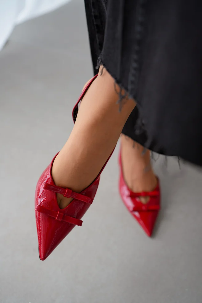 Sophie Çift Fiyonk Rugan Rahat Topuklu Stiletto