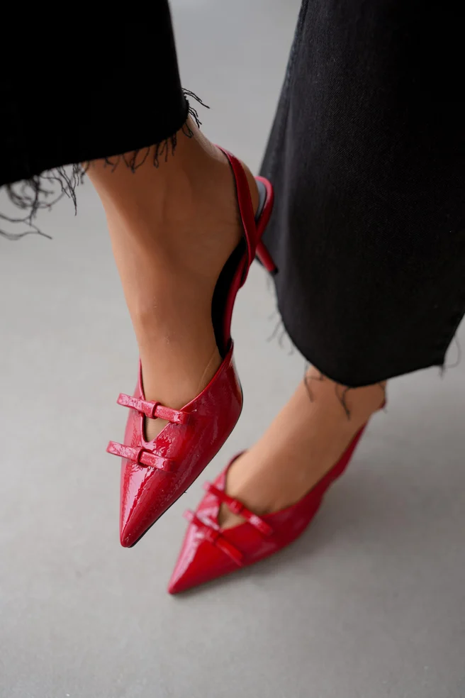 Sophie Çift Fiyonk Rugan Rahat Topuklu Stiletto