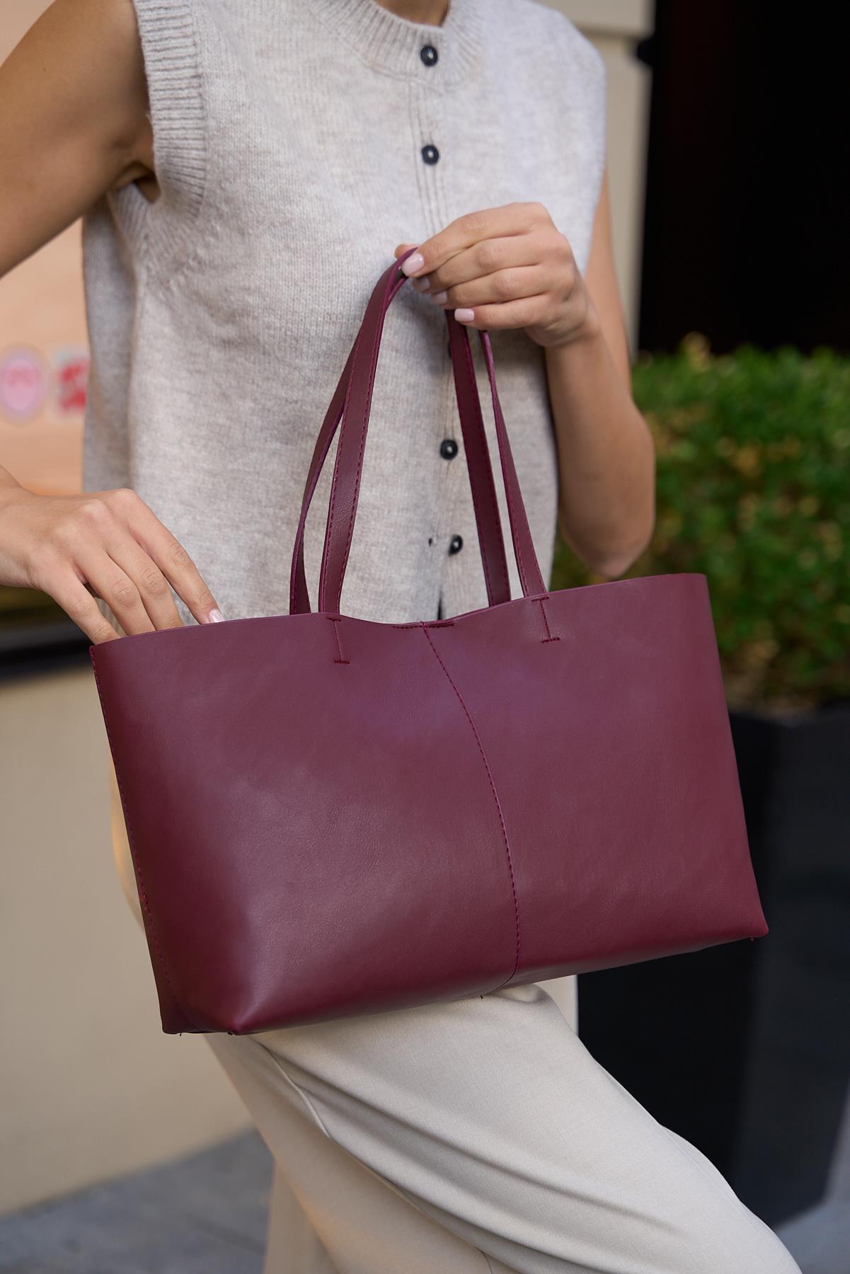 Aura Tote Çanta - Bordo