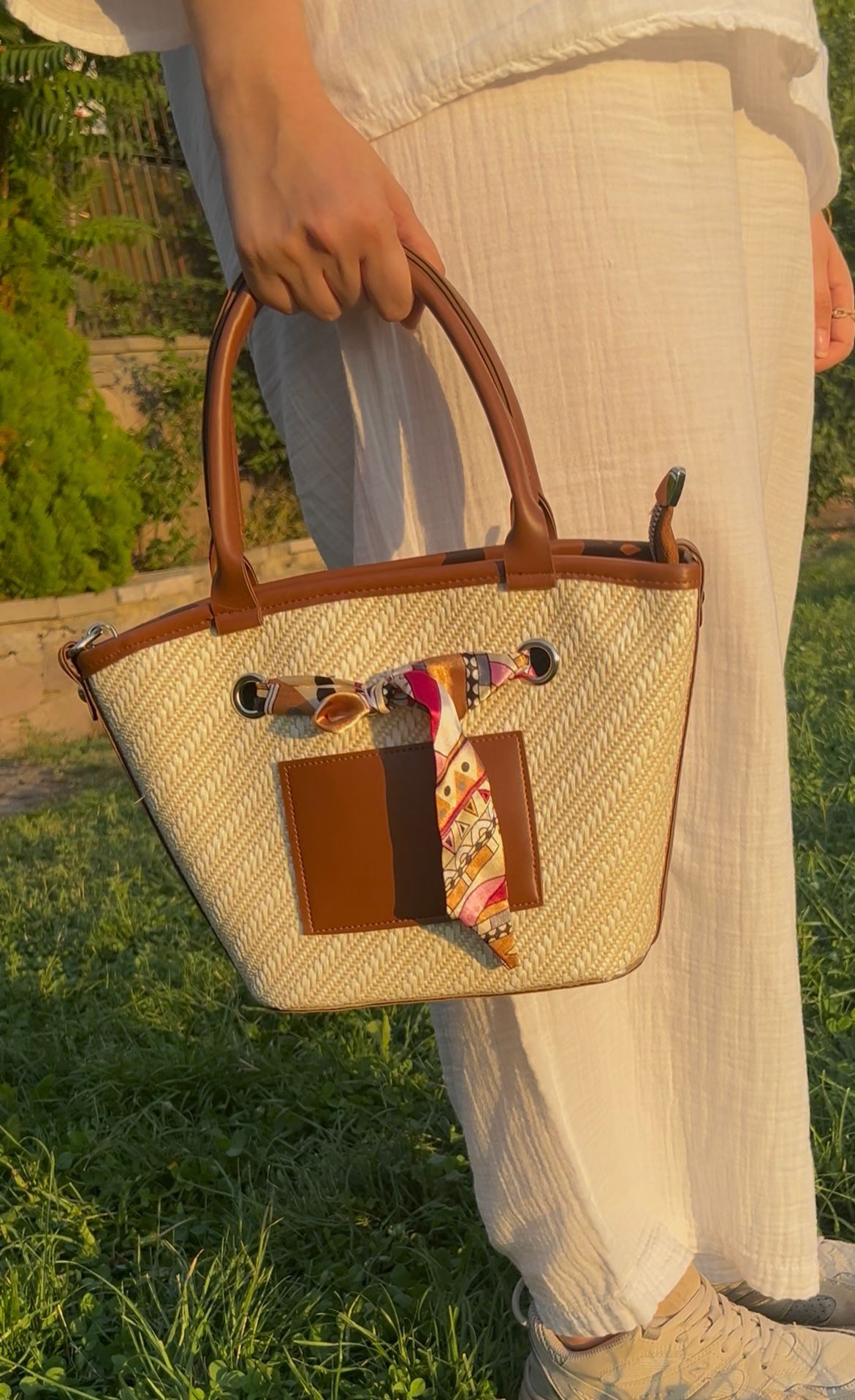 Vare Şal Aksesuarlı El ve Omuz Çantası