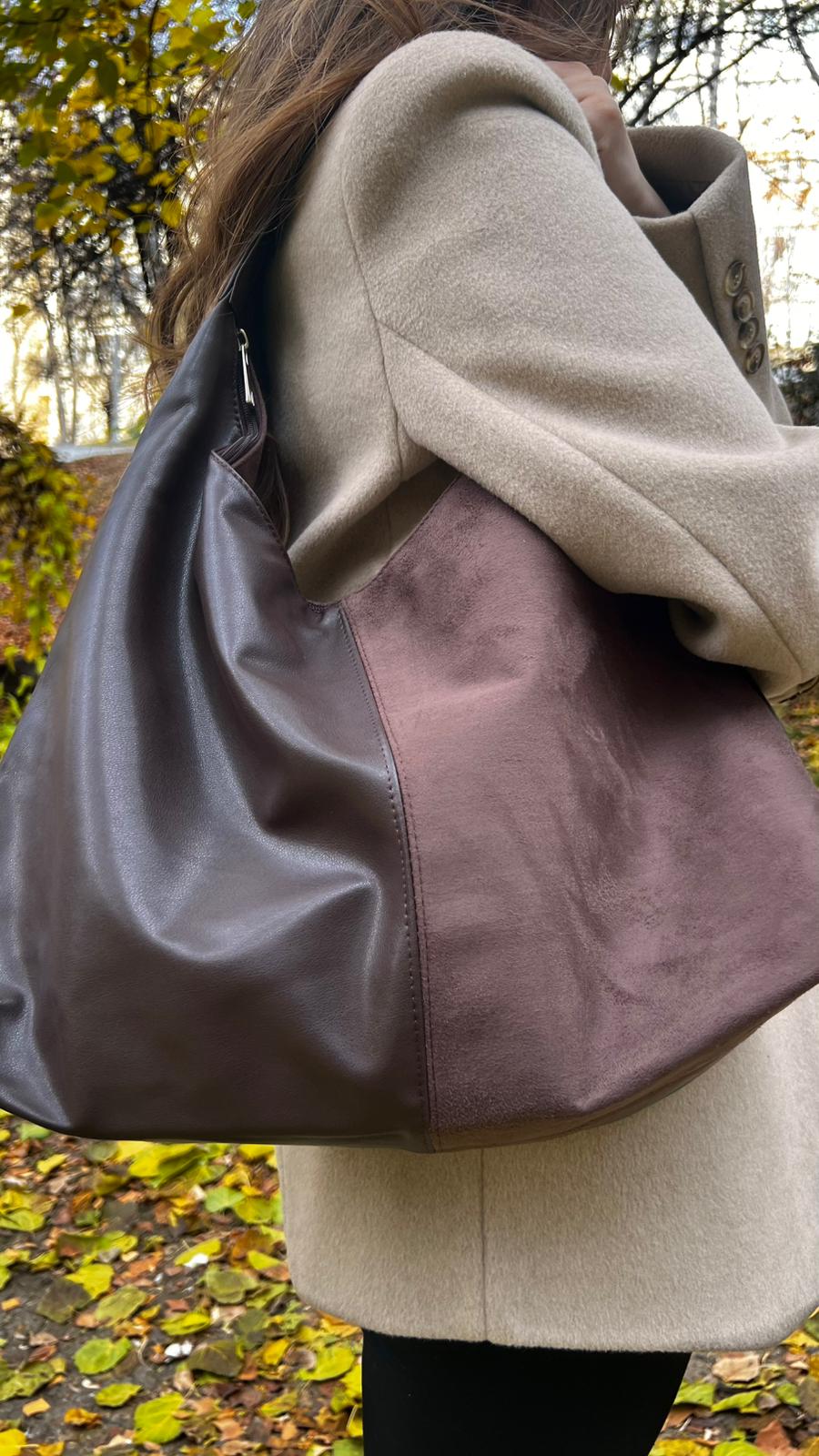 Glow Süet Omuz Çantası - Kahverengi