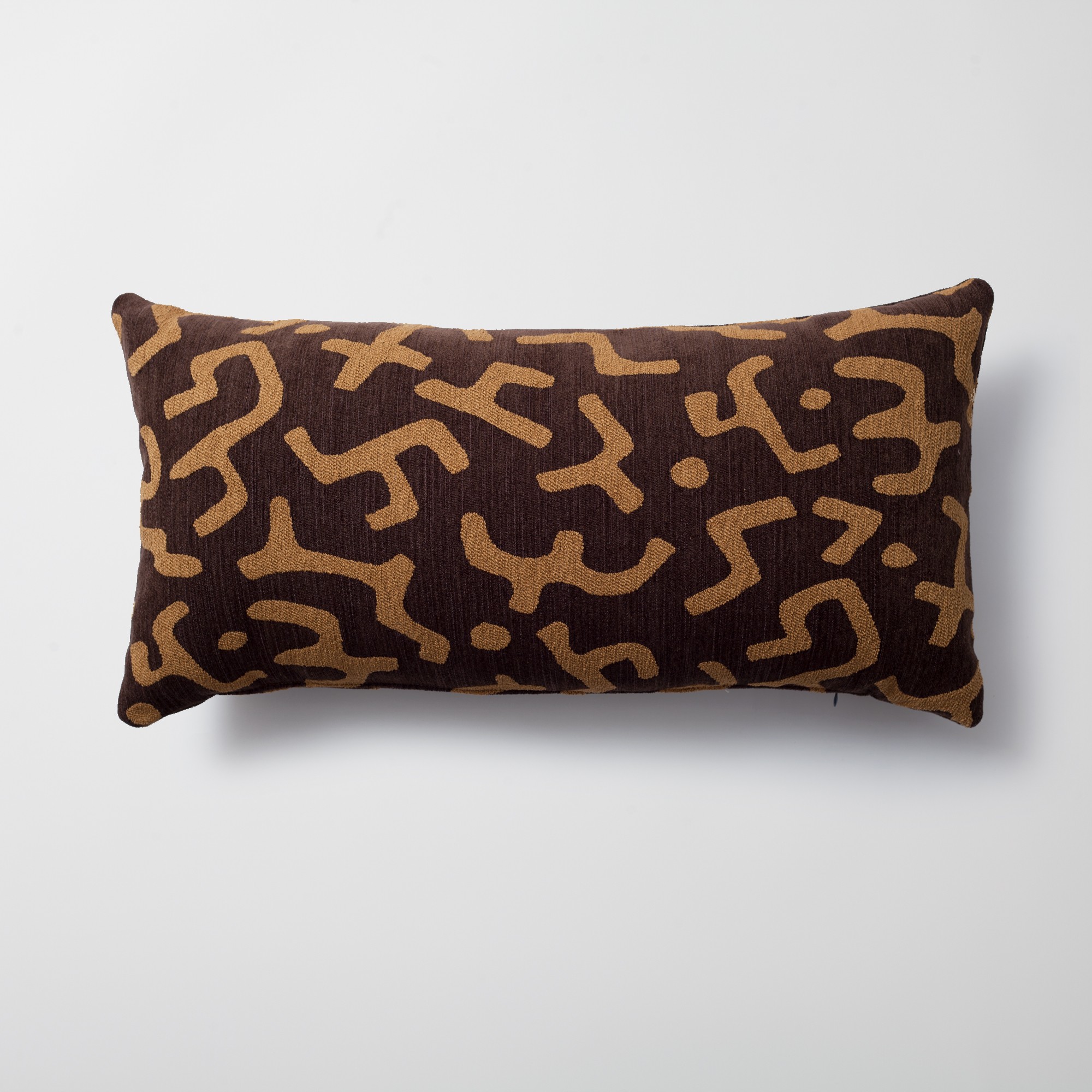 "Nandos" - Maze Patterned 14x28 Inch Pillow - Brown (Cover Only)