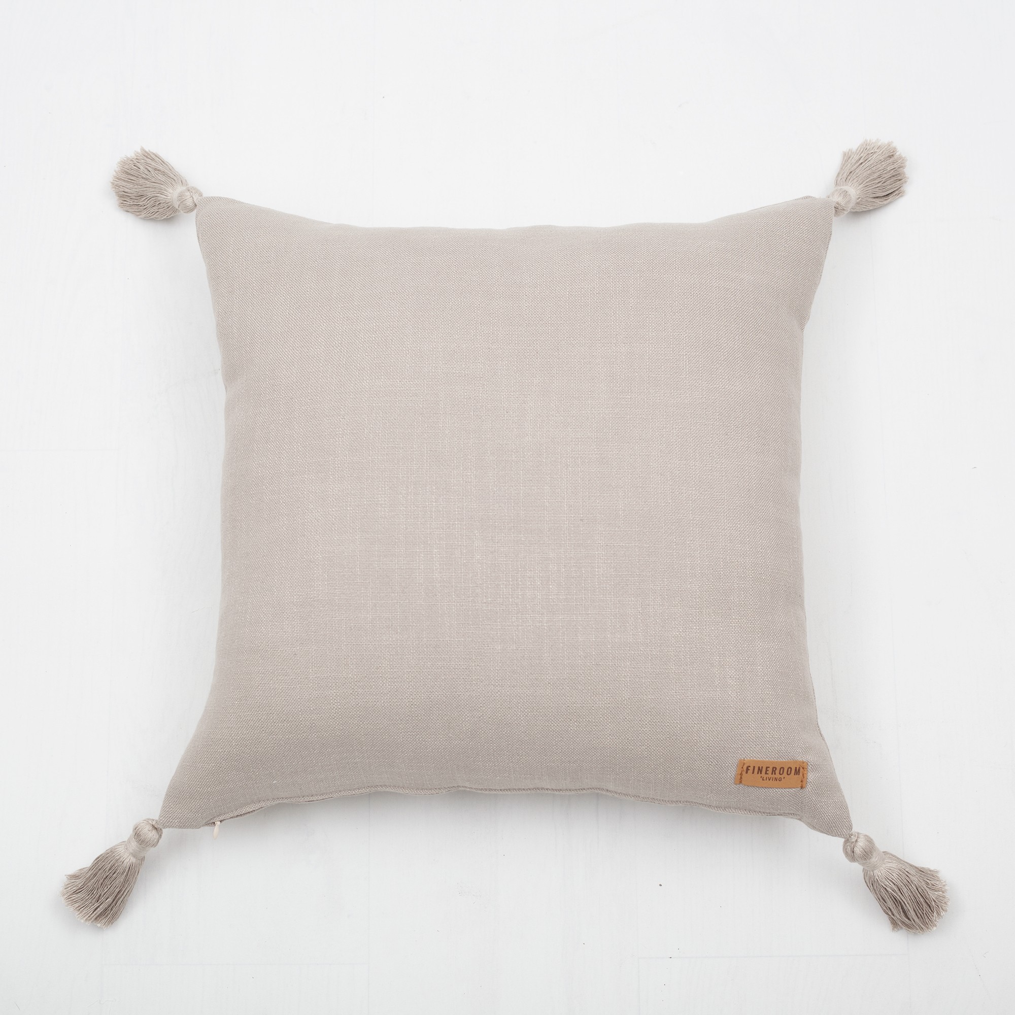 "Loom" - Viscose Linen 100% Natural Tasseled 20x20 Inch Pillow - Linen (Cover Only)