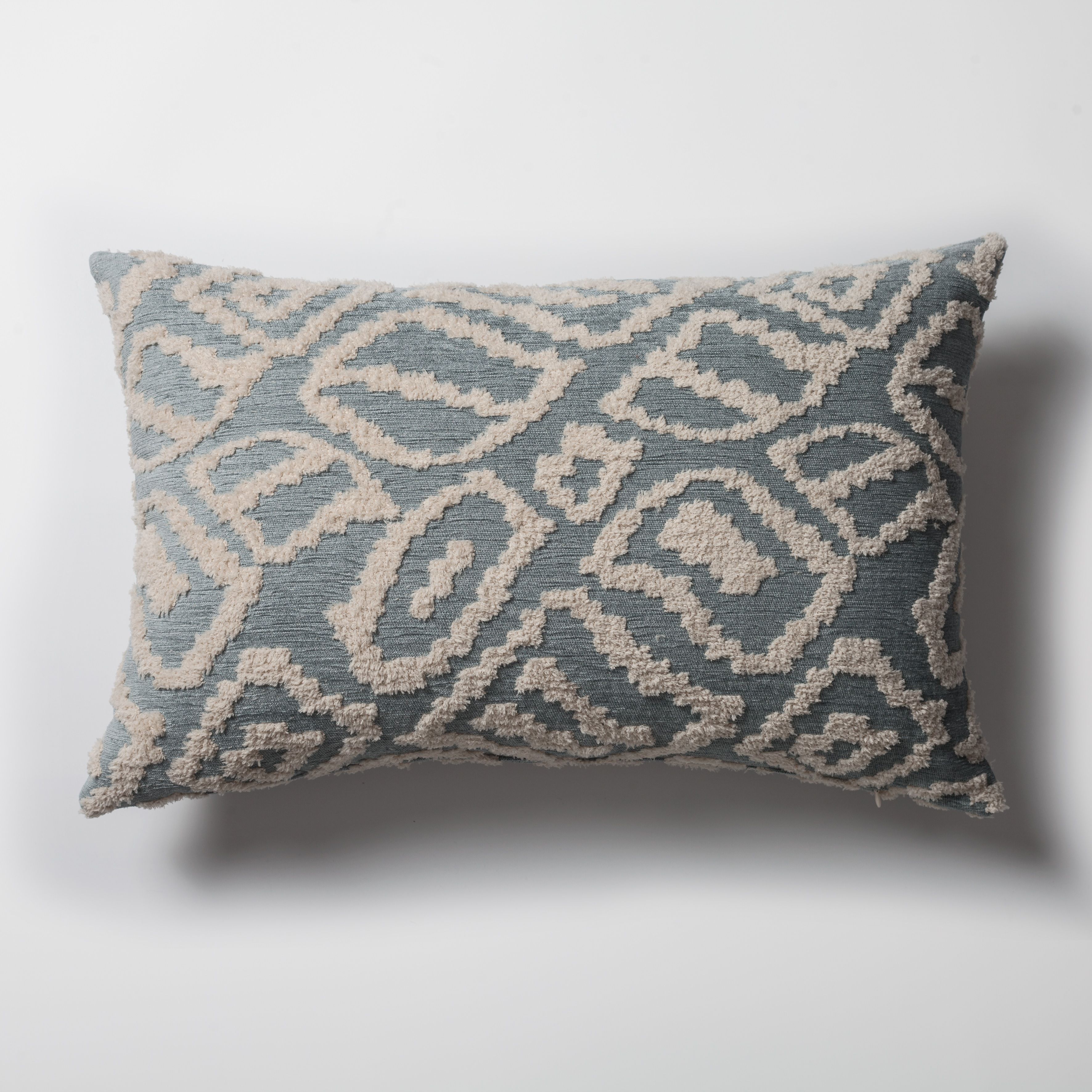 "Picante" - Uzbek Patterned Viscose Pillow 16x24 Inch - Blue (Cover Only)