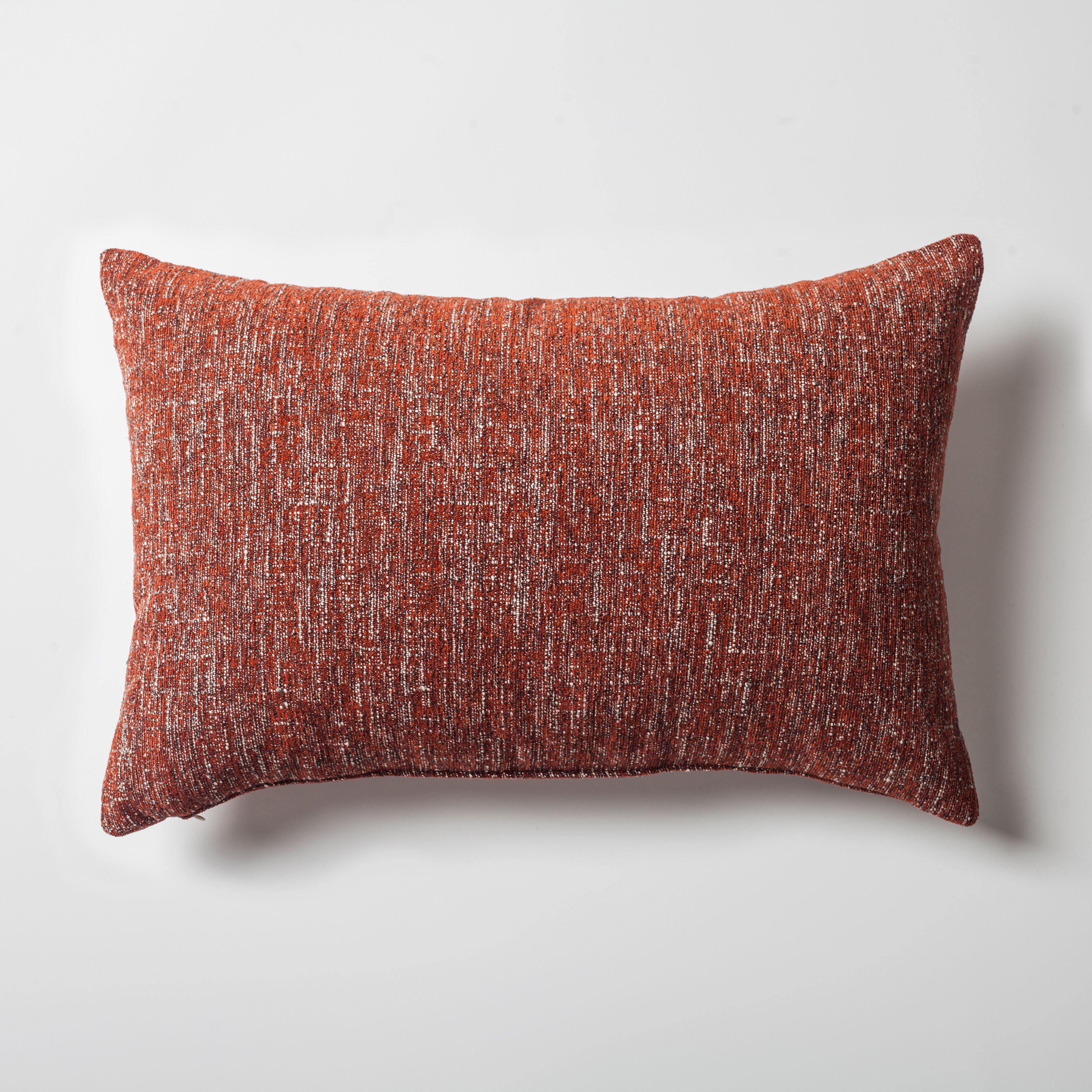 "Flap" - Linear Textured Rectangular Linen Pillow 16x24 Inch - Terracotta (Cover Only)