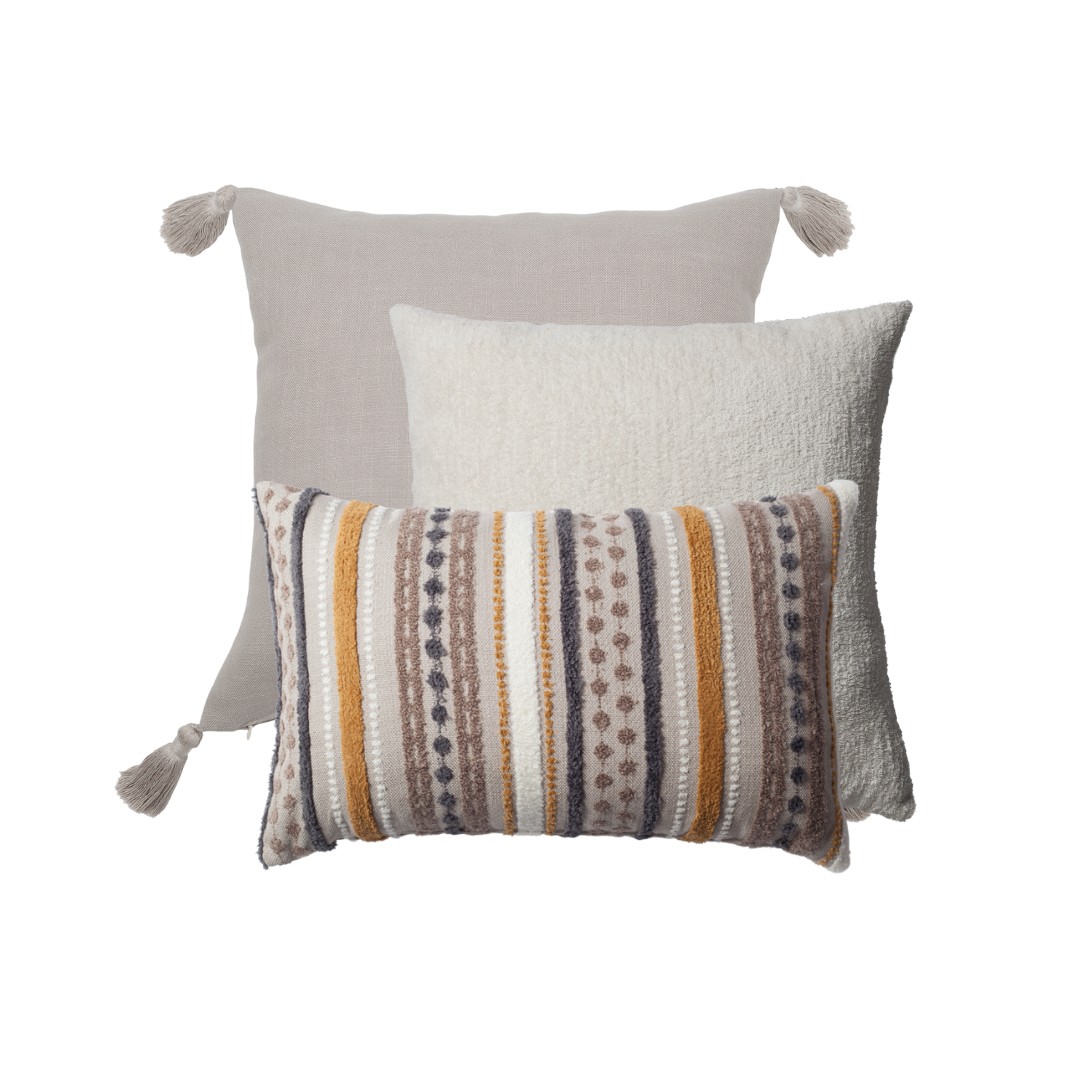 "Loom & Nomad" - Decorative Pillow - 3-Piece Combo Set - Mustard (Cover Only)