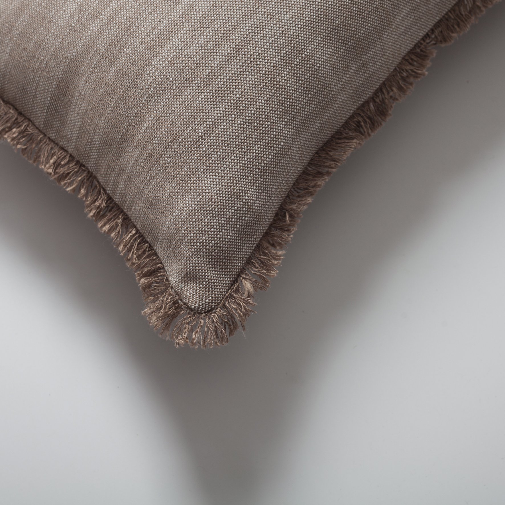 "Soho" - Linen Fringed Pillow 12x20 Inch - Light Brown (Cover Only)