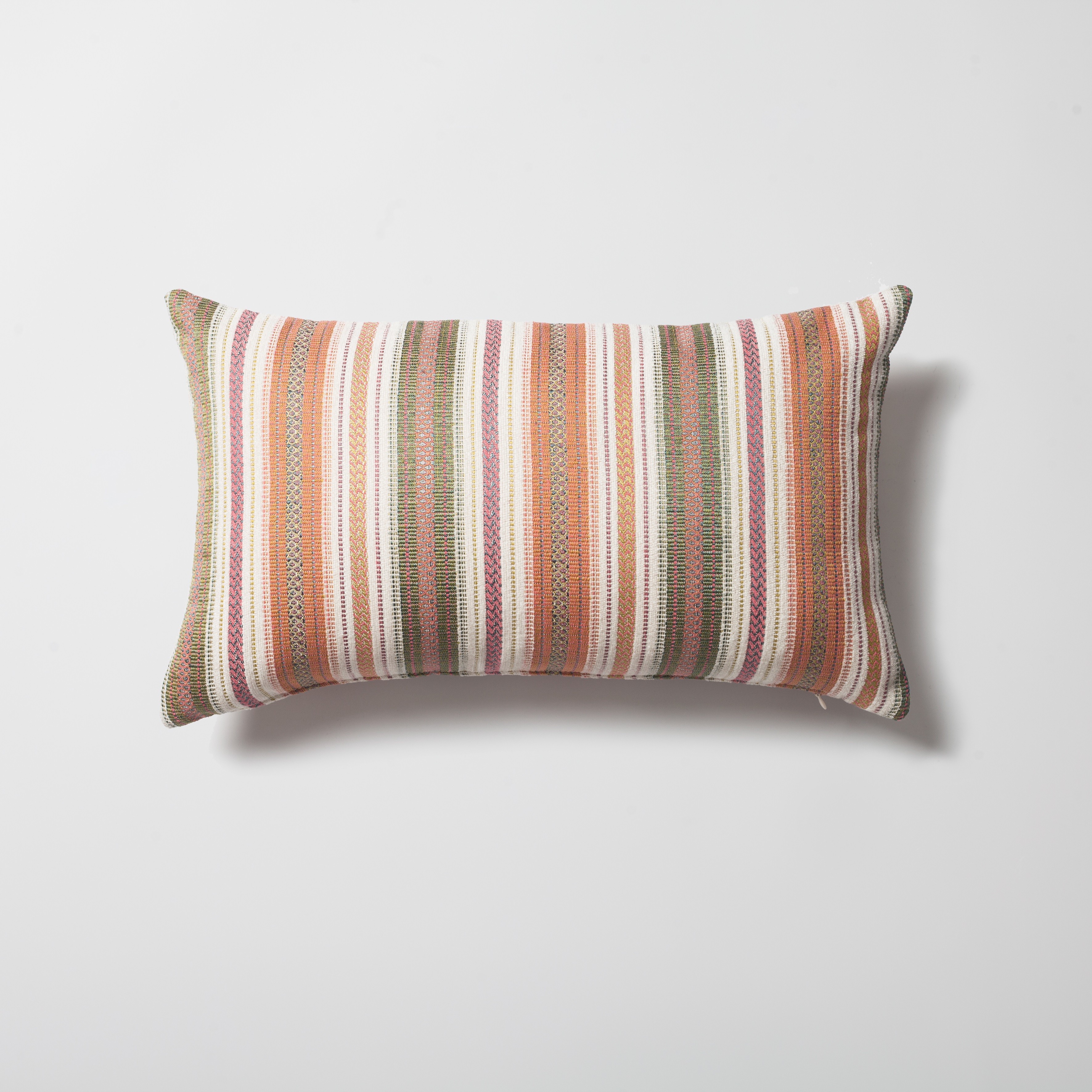 "Boho" - Striped Ethnic Motif Patterned Cushion 12x20 Inch - Orange (Cover Only)