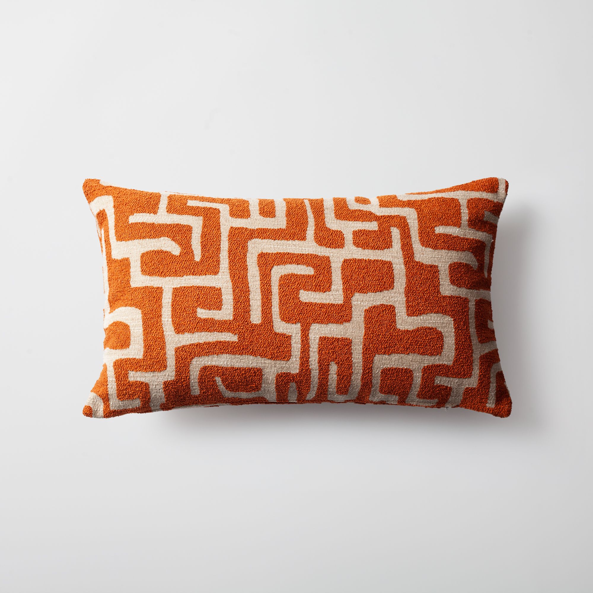 "Norm" - Maze Patterned 12x20 Inch Pillow - Orange (Cover Only)