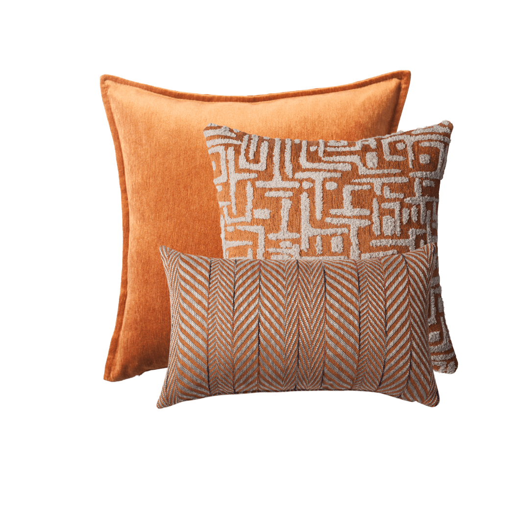 "Eliza & Sense" - Decorative Pillow - 3-Piece Combo Set - Orange (Cover Only)