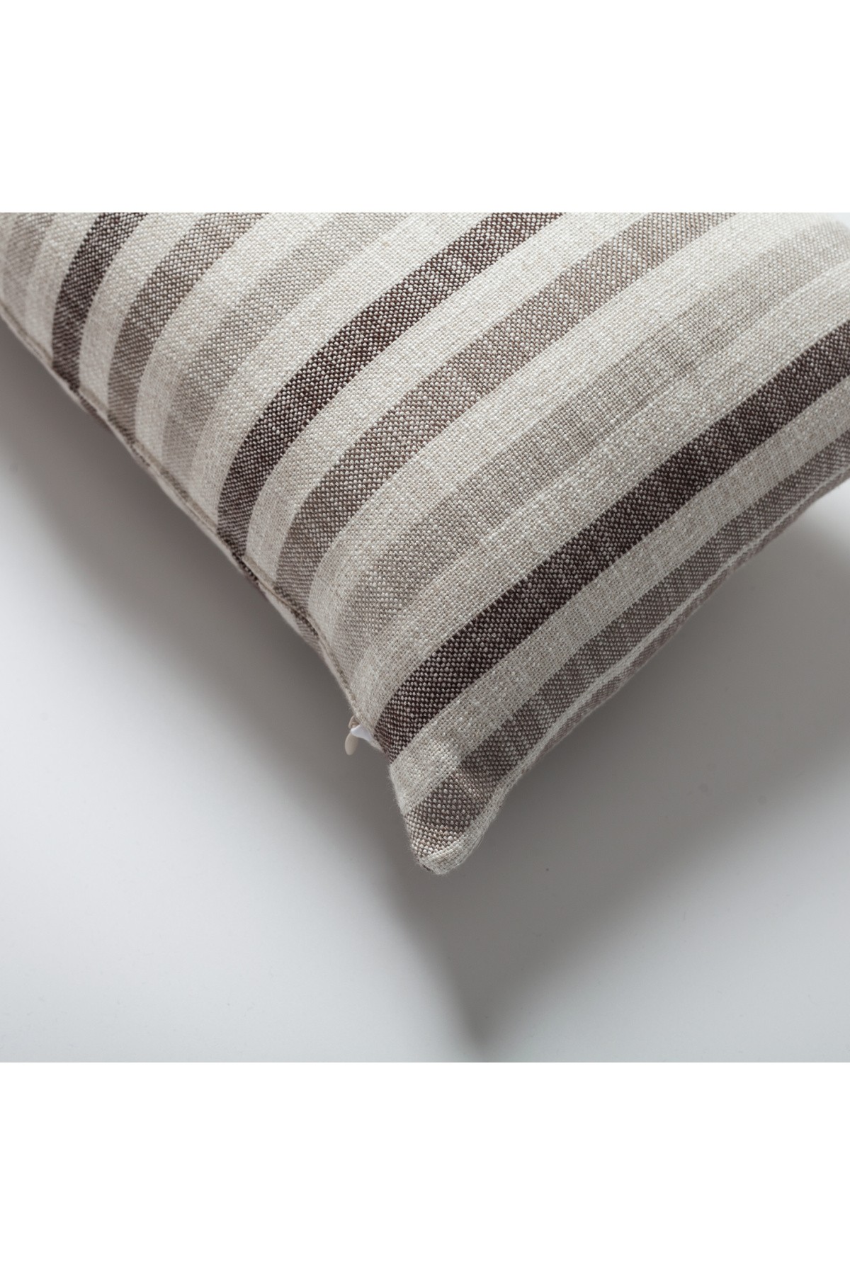 "Capri" - Linen Striped %100 Natural Cushion 12x20 Inch - Brown (Cover Only)