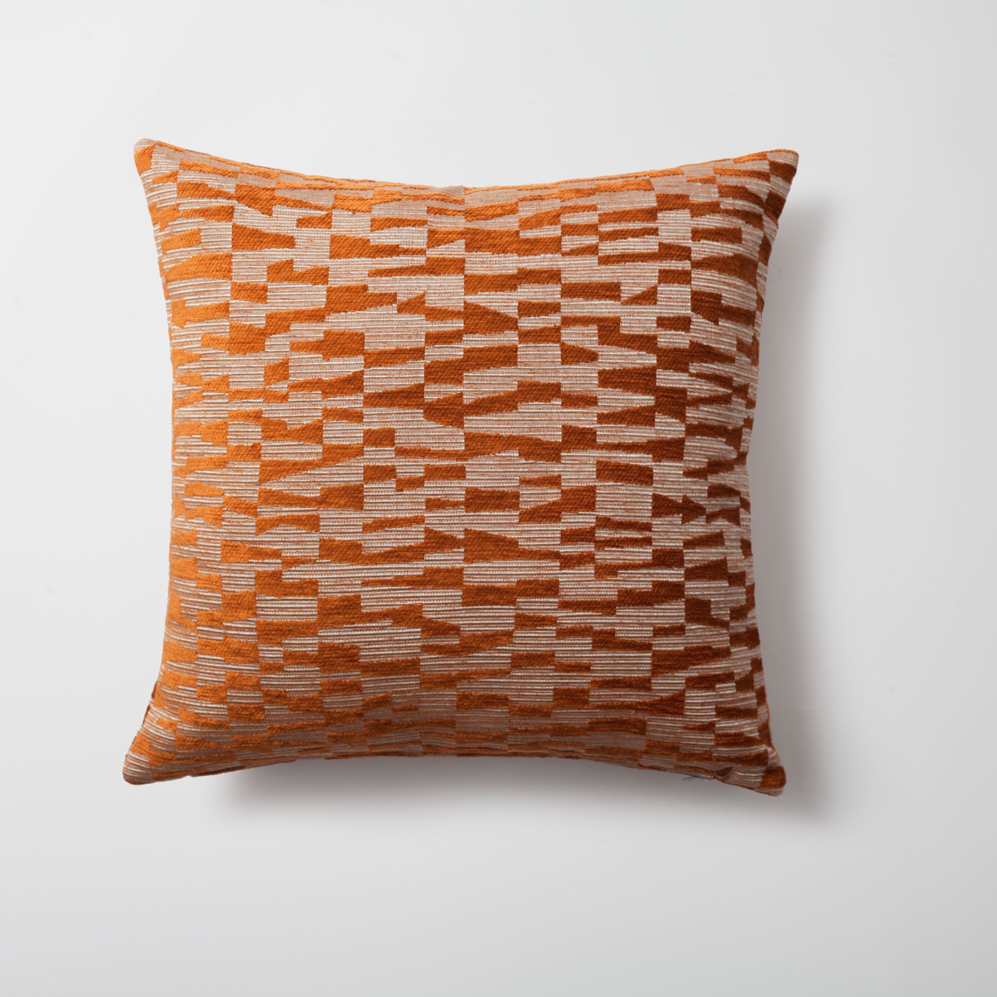 "Bistro" - Geometric Patterned 18x18 Inch Cushion - Orange (Cover Only)