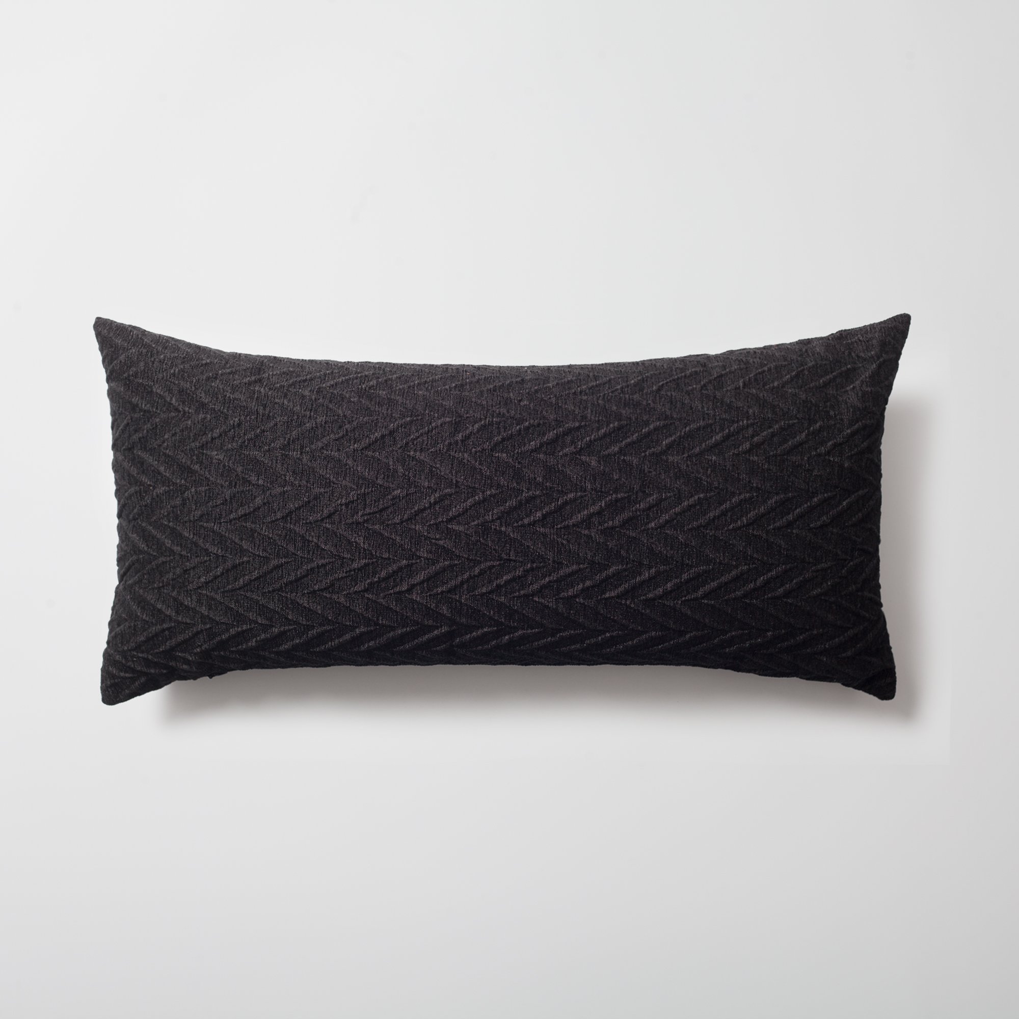 "Cello" - Embossed Pattern Cushion 14x28 Inch - Black (Cover Only)