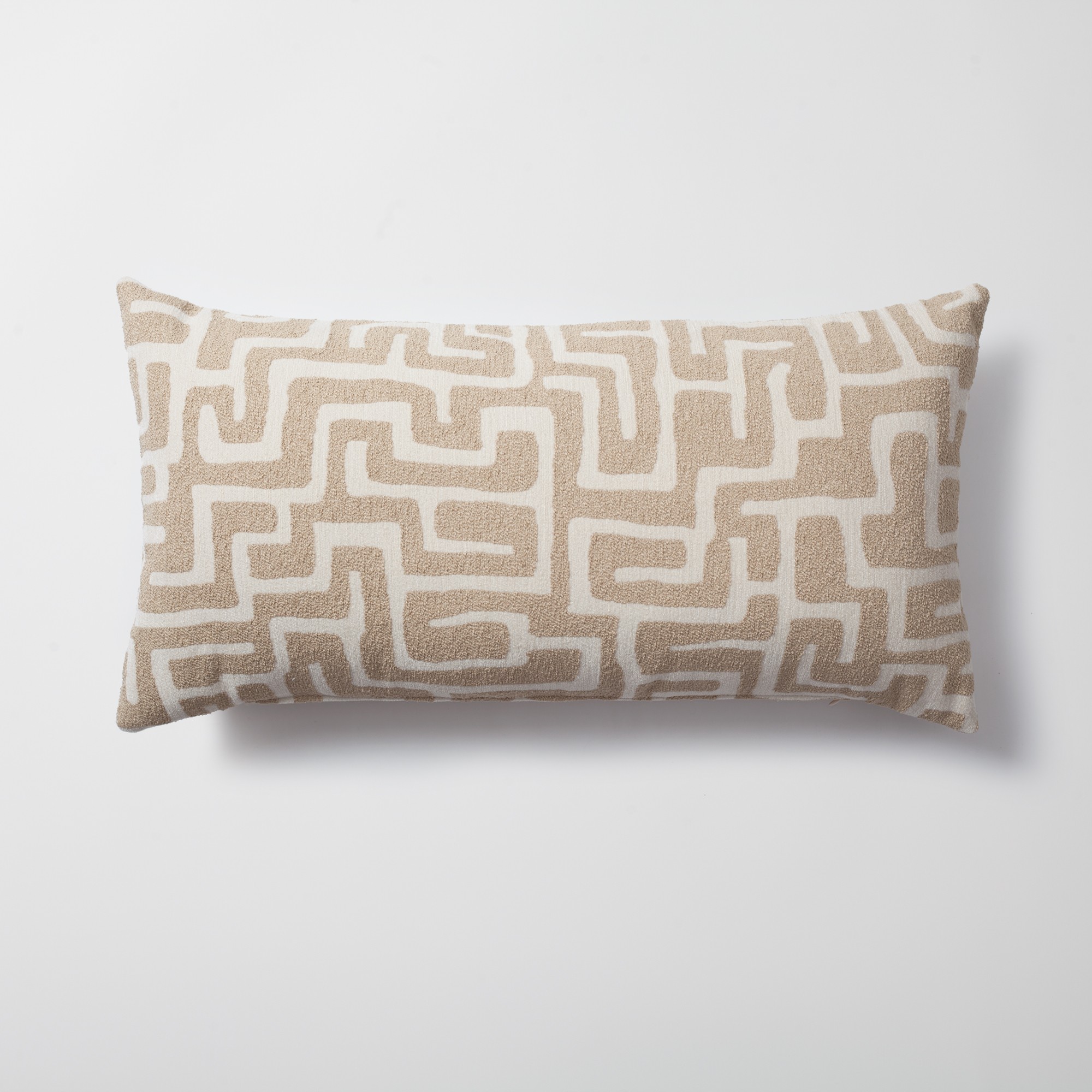 "Norm" - Maze Patterned 14x28 Inch Pillow - Cream (Cover Only)