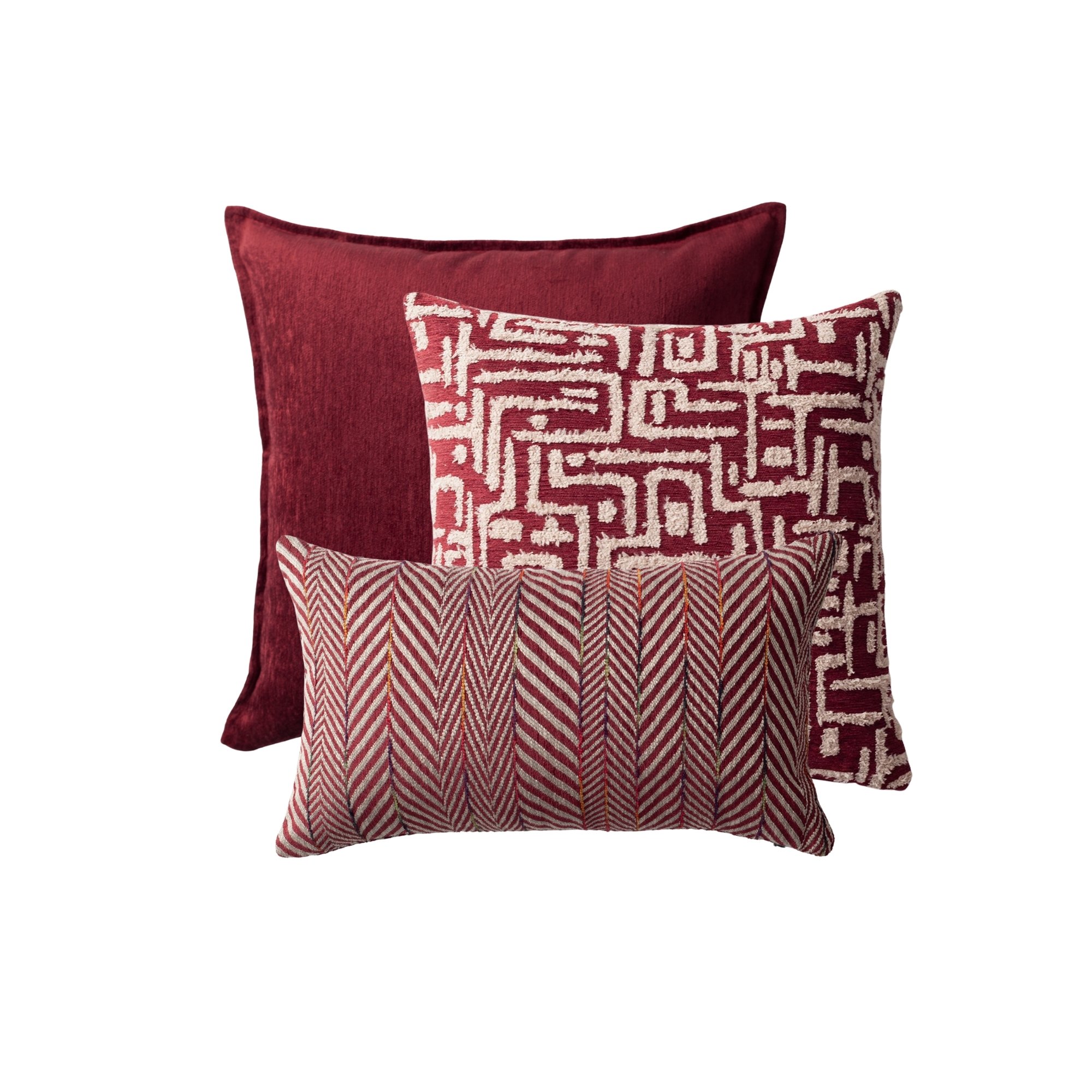 " Eliza & Sense " - Dekoratif Yastık- 3'lü Kombin Set - Bordo