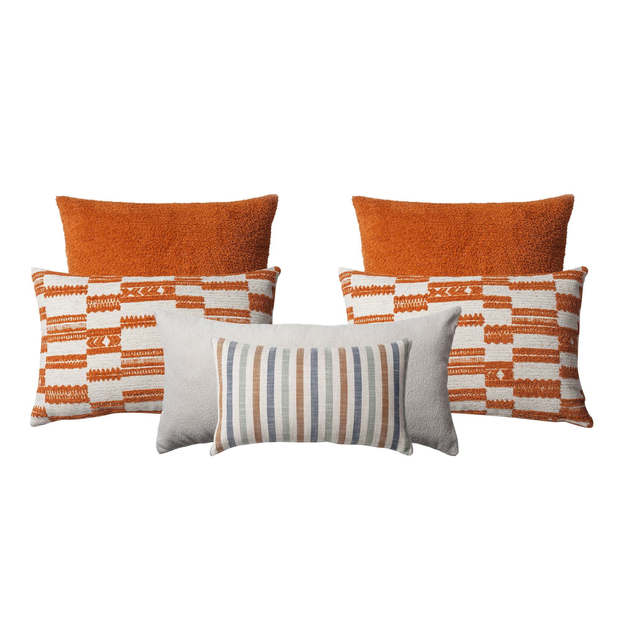 "Surya & Cozy & Capri" 6-Piece Combo Pillow Set - Orange (Cover Only)