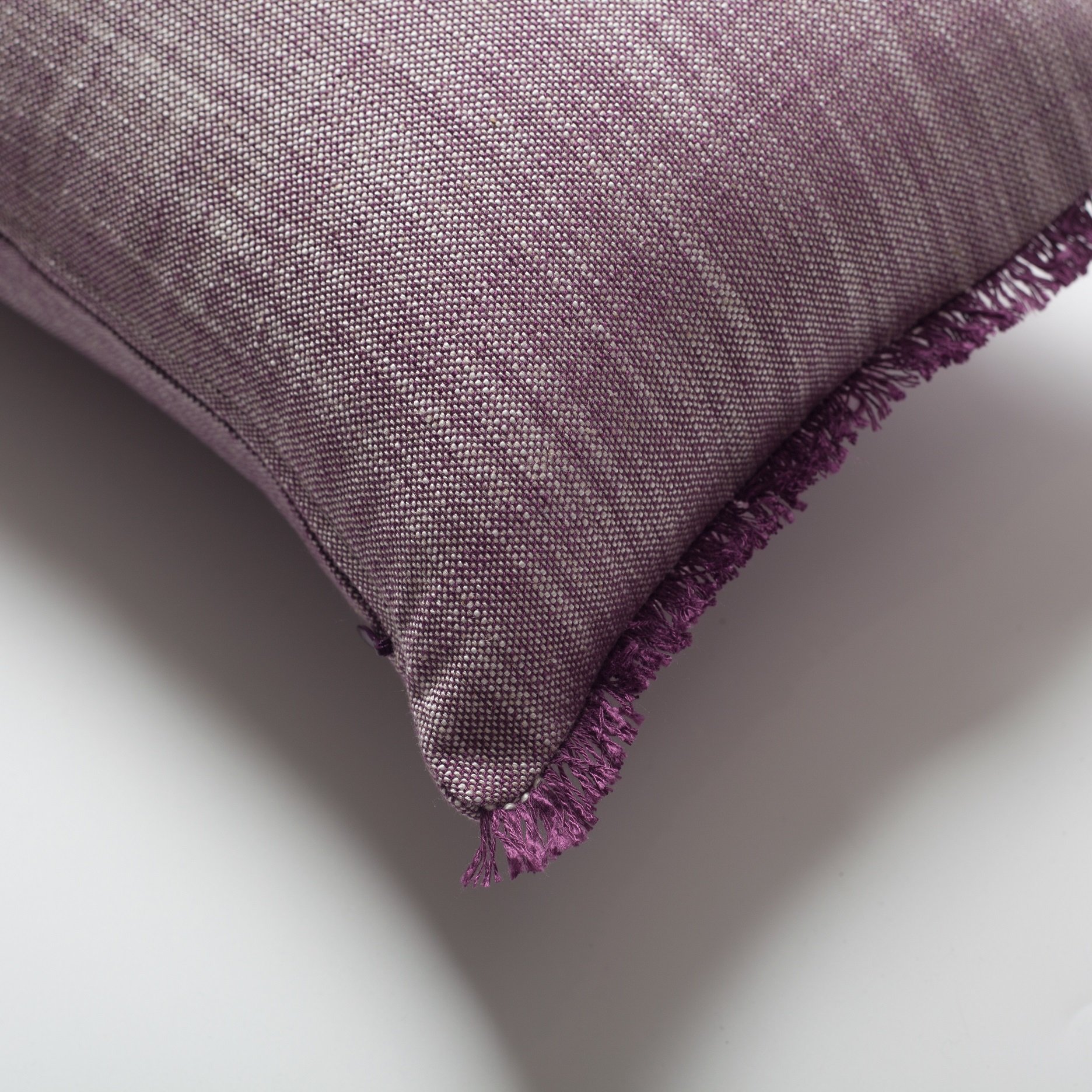 "Soho" - Linen Fringed Pillow 12x20 Inch - Purple (Cover Only)