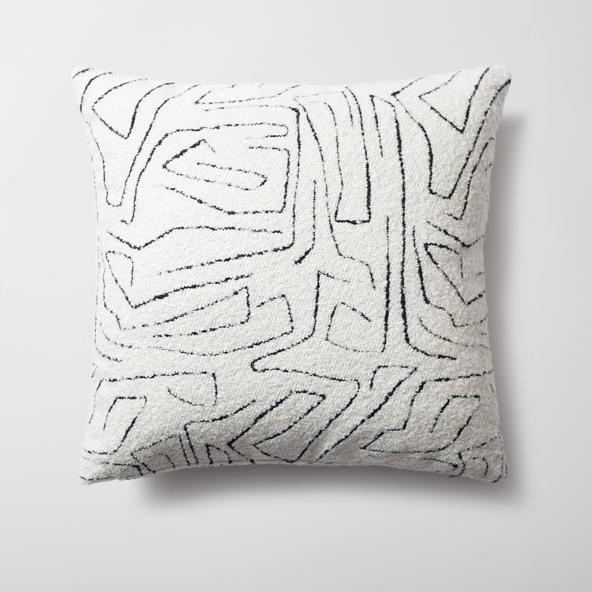 "Amorf" - Abstract Patterned 20x20 Inch Cushion - White and Black (Cover Only)