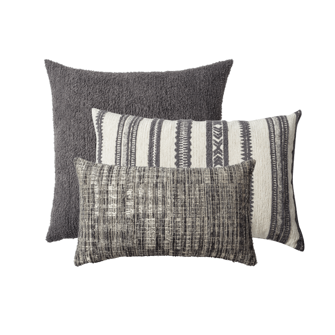 "Cozy & Mitos" - 3-Piece Cushion Combo Set- Gray (Cover Only)