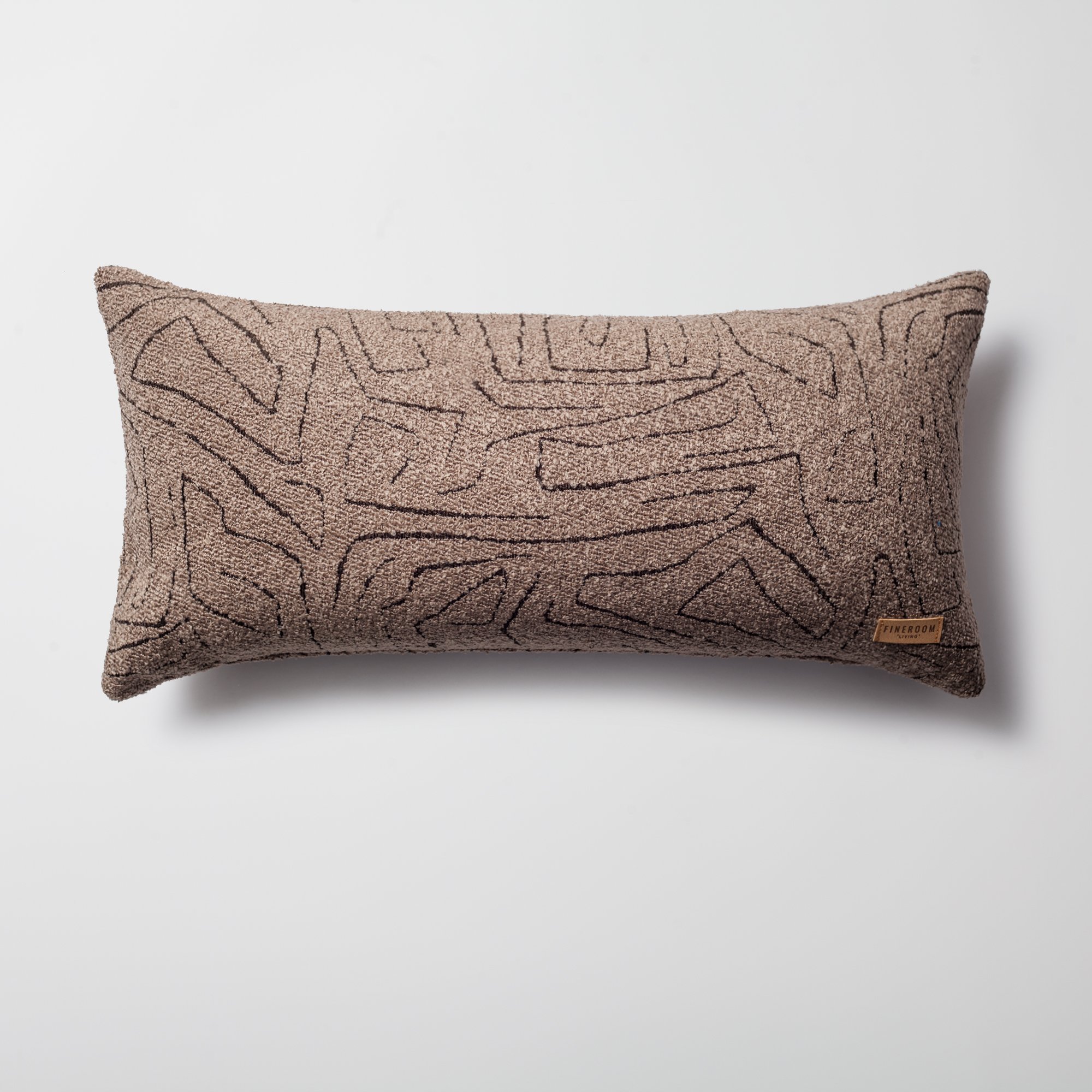 "Amorf" - Abstract Patterned 14x28 Inch Cushion - Brown (Cover Only)