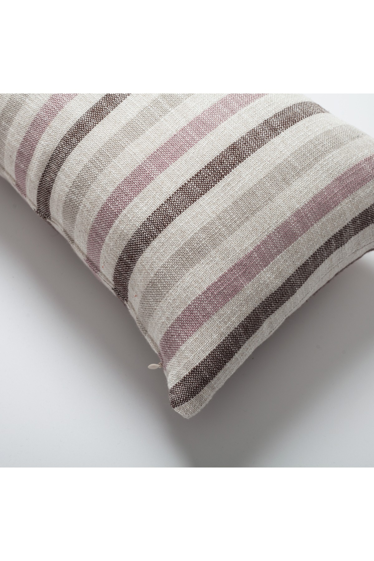 "Capri" - Linen Striped %100 Natural Cushion 12x20 Inch - Pink (Cover Only)