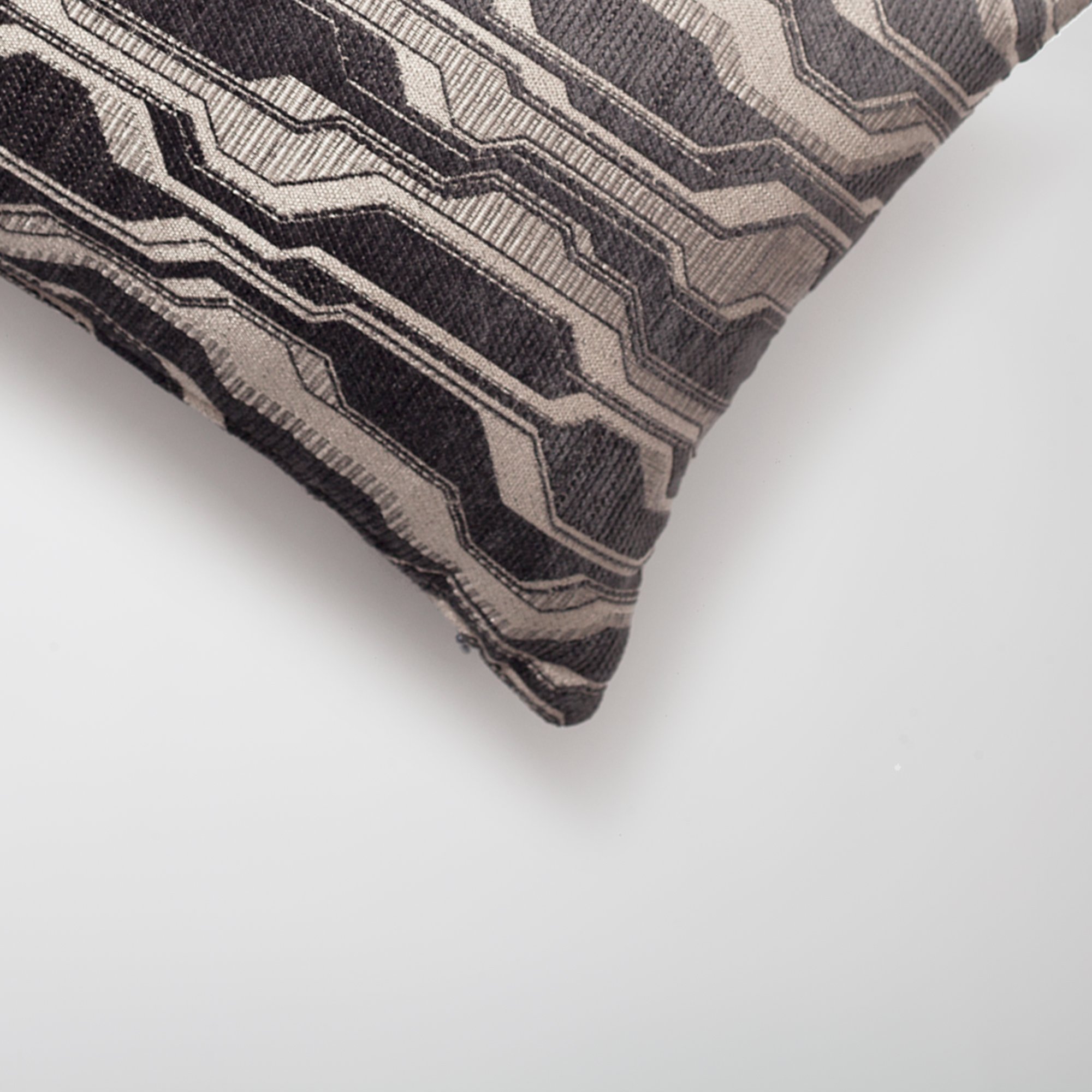 "Lebon" - Geometric Patterned 12x20 Inch Pillow - Anthracite (Cover Only)