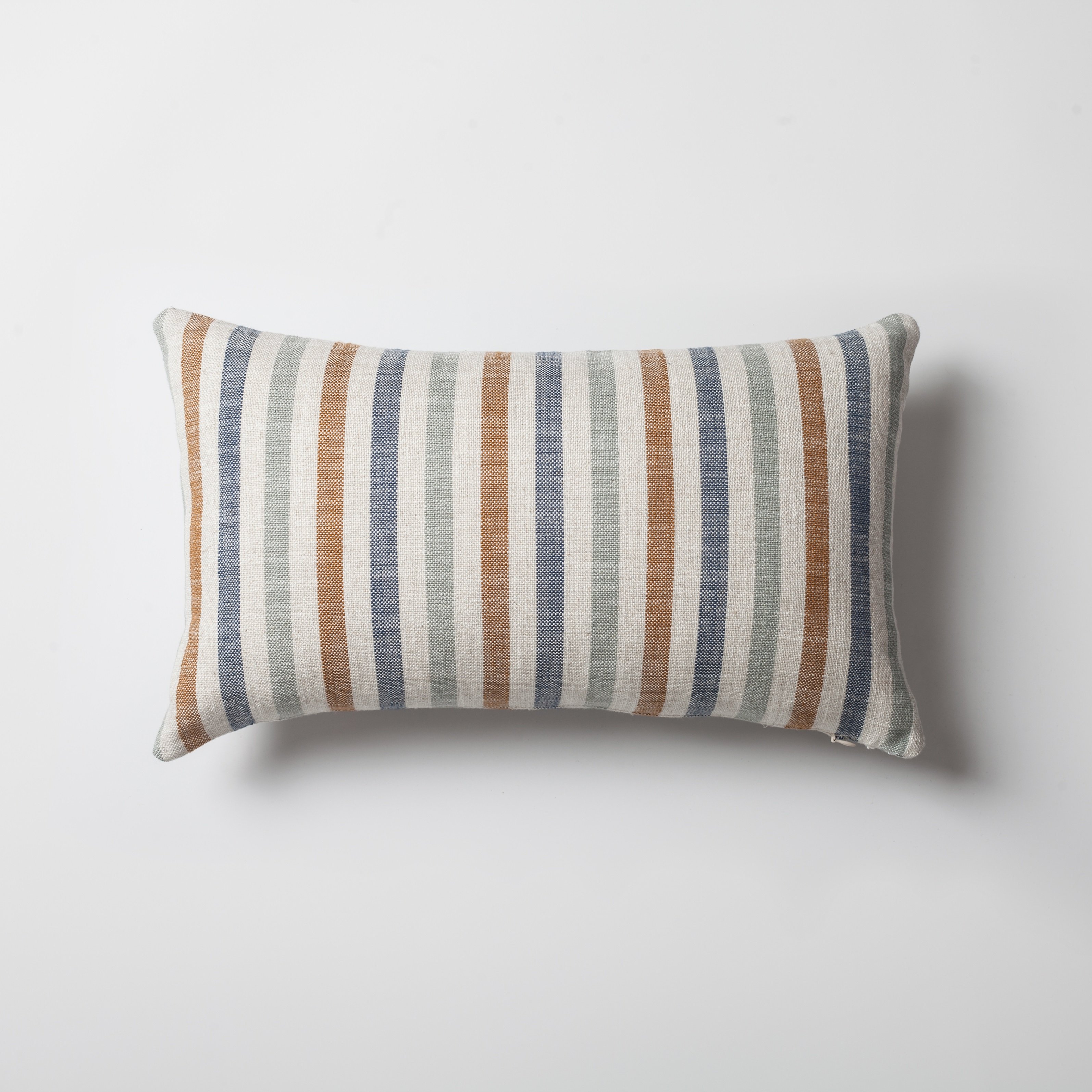 "Capri" - Linen Striped %100 Natural Cushion 12x20 Inch - Orange (Cover Only)