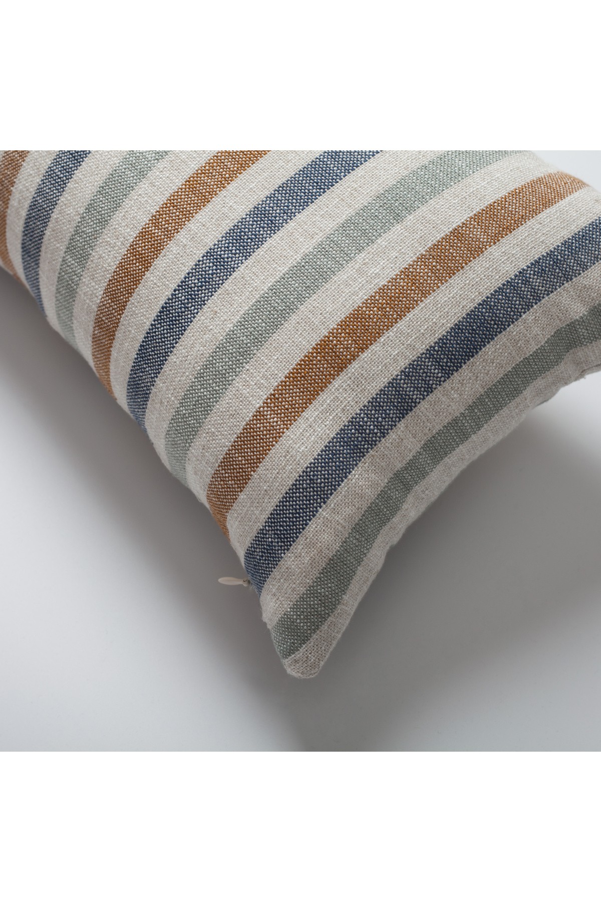 "Capri" - Linen Striped %100 Natural Cushion 12x20 Inch - Orange (Cover Only)