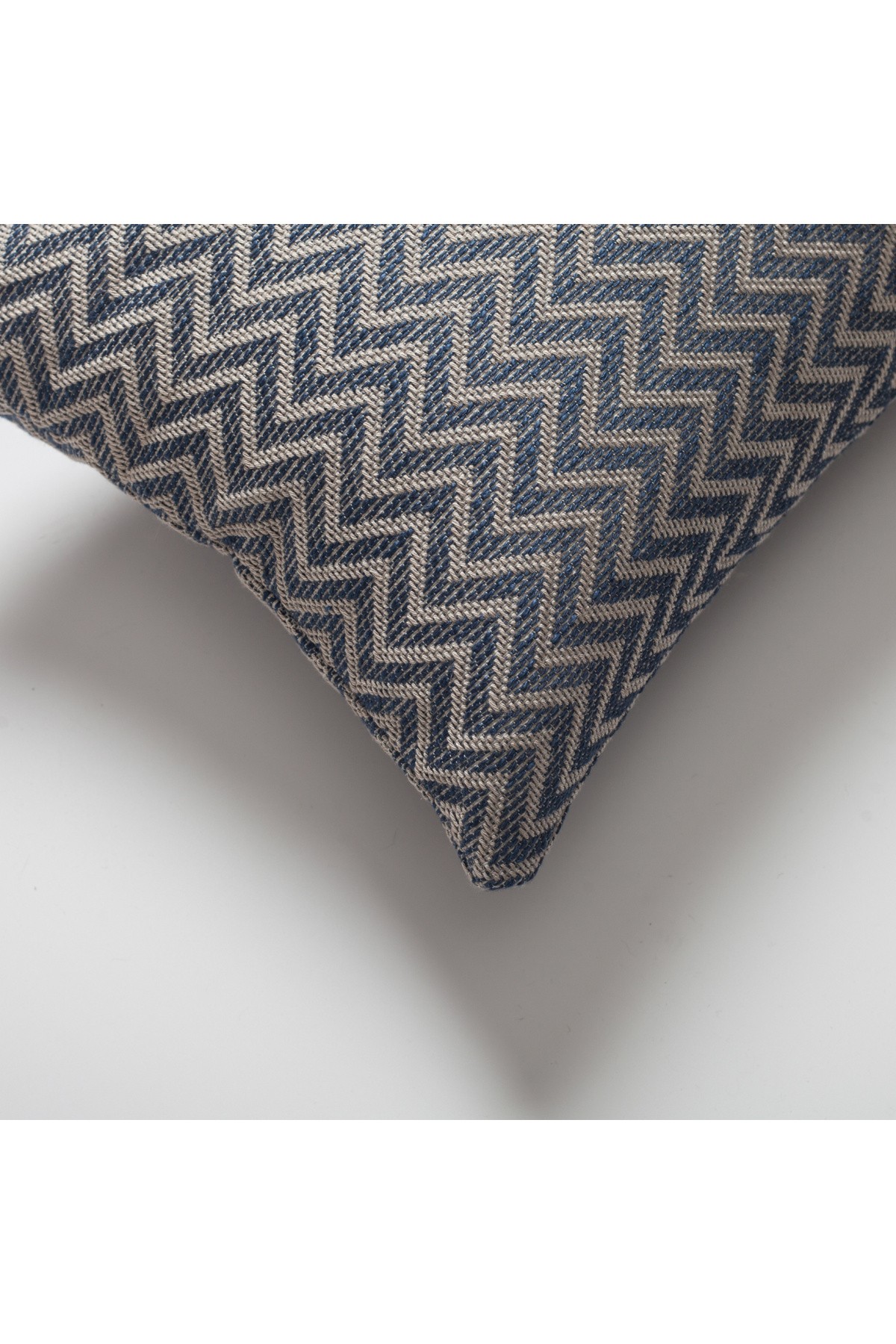 "Orsa" - Linen Zigzag Patterned Weave Pillow 12x20 Inch - Blue (Cover Only)