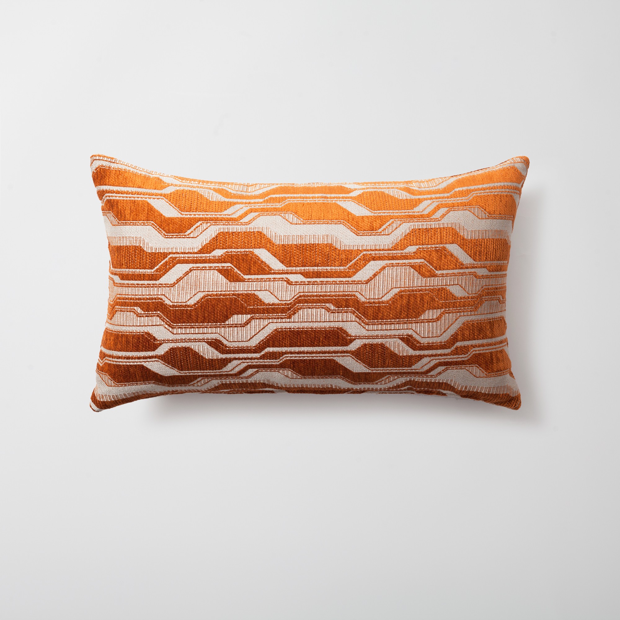 "Lebon" - Geometric Patterned 12x20 Inch Pillow - Orange (Cover Only)