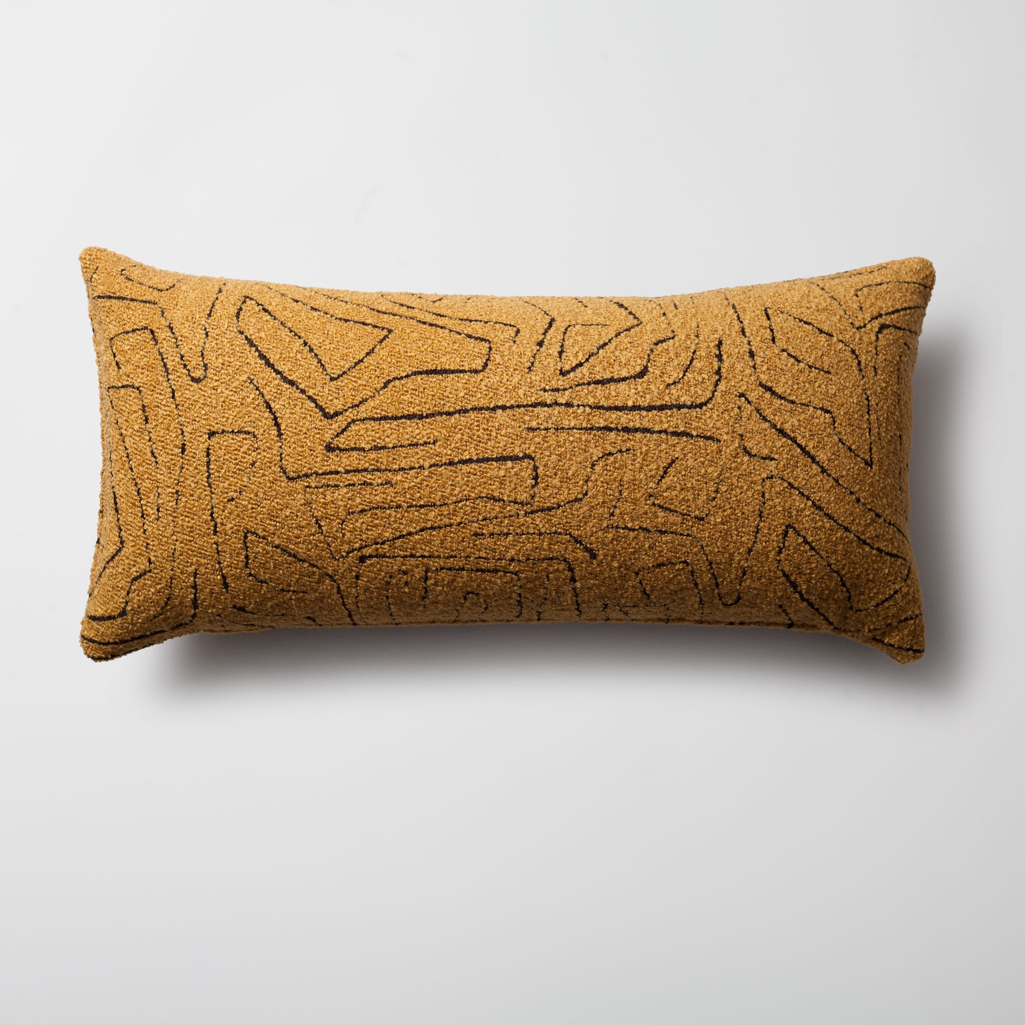 "Amorf" - Abstract Patterned 14x28 Inch Cushion - Mustard (Cover Only)