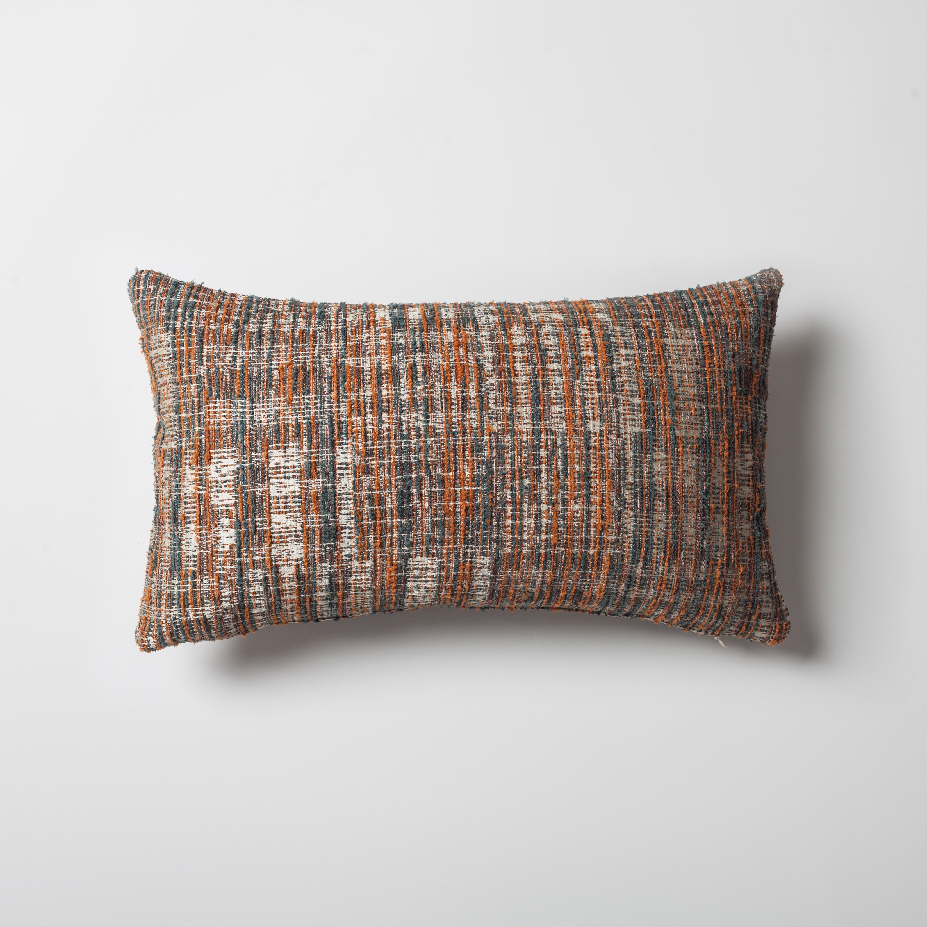 "Tweed" - Abstract Textured Rectangle Pillow 12x20 Inch - Orange (Cover Only)