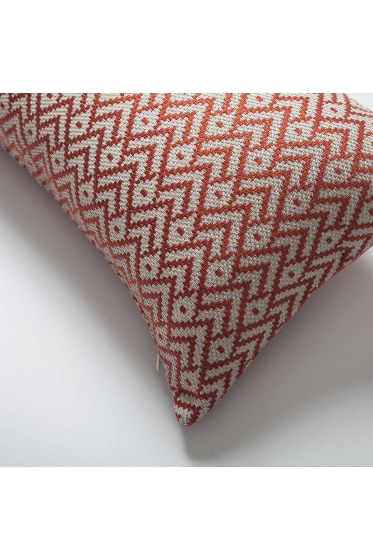 "Gusto" - Linen Modern Small Patterned Linen Pillow 12x20 Inch - Terracotta (Cover Only)