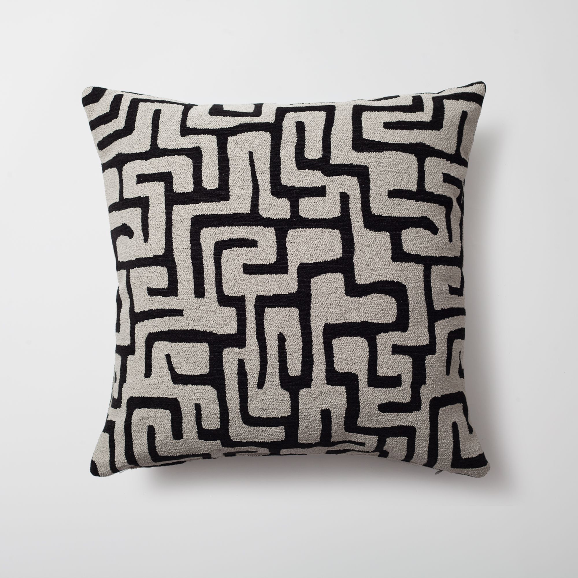"Norm" - Maze Patterned 20x20 Inch Pillow - Black (Cover Only)