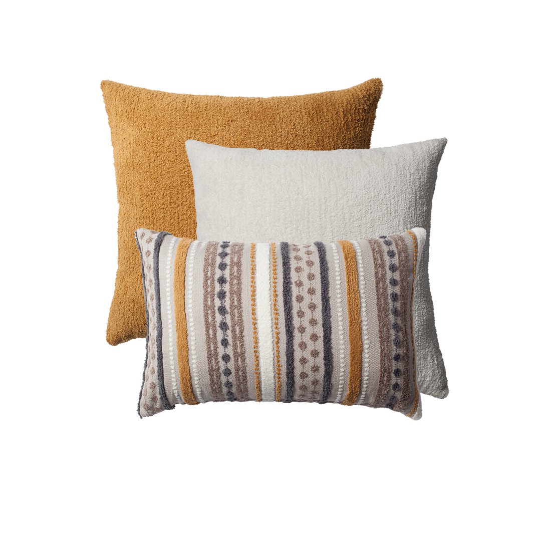 "Nomad & Cozy" - Decorative Pillow - 3-Piece Combo Set - Mustard (Cover Only)