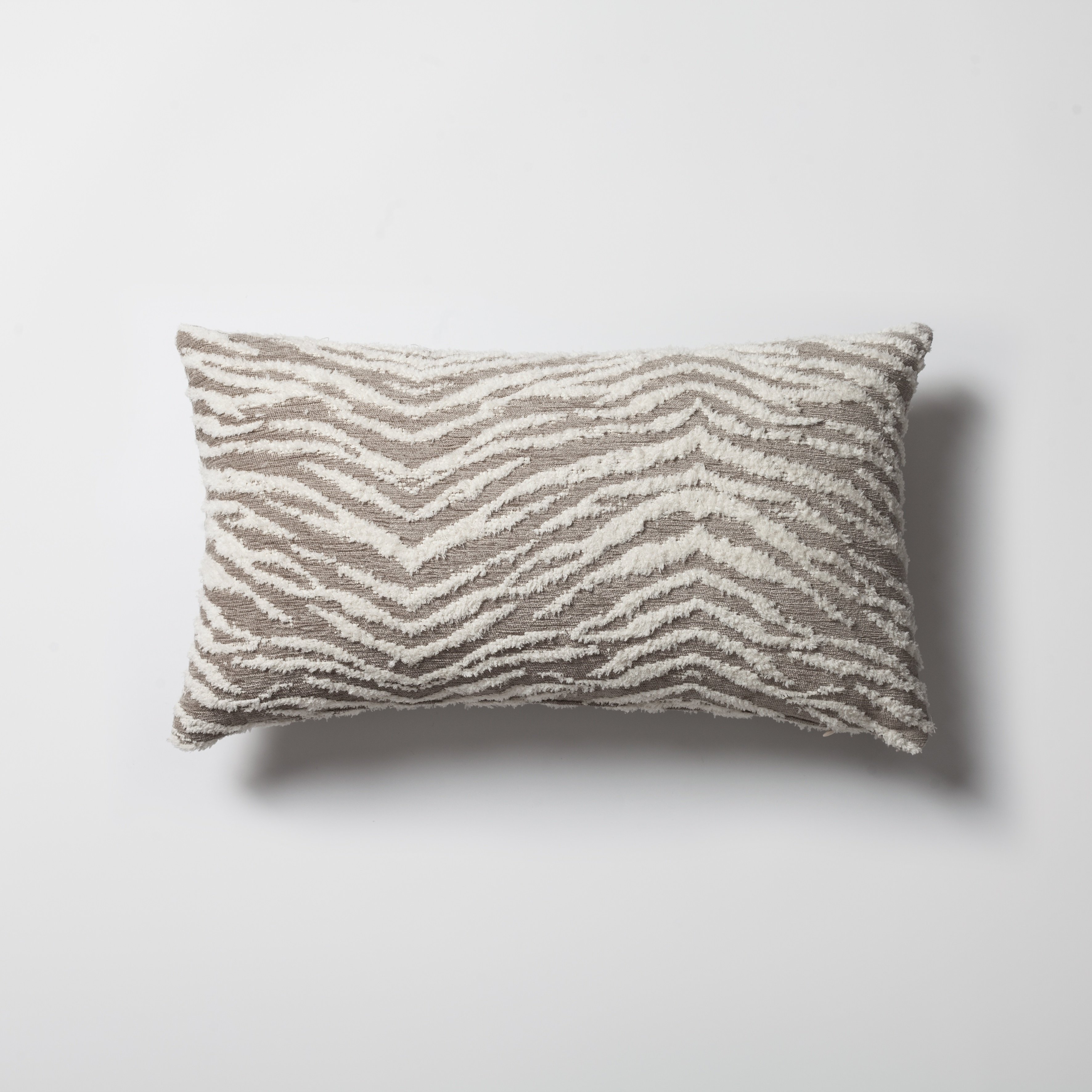 "Tokyo" - Geometric Zebra Patterned Pillow 12x20 Inch - Mink (Cover Only)