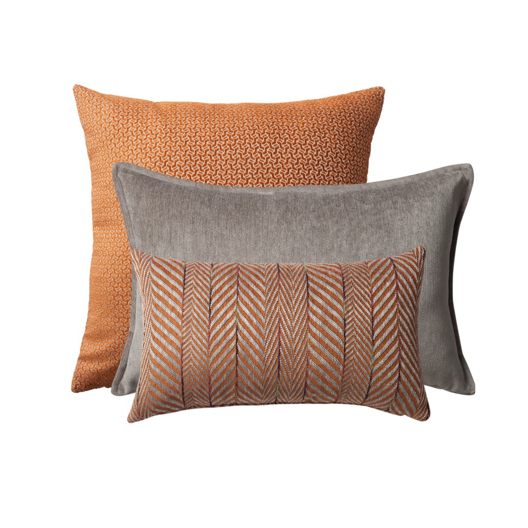 "Arte & Sense" - Decorative Pillow - 3-piece Orange Mink Combo Set (Cover Only)