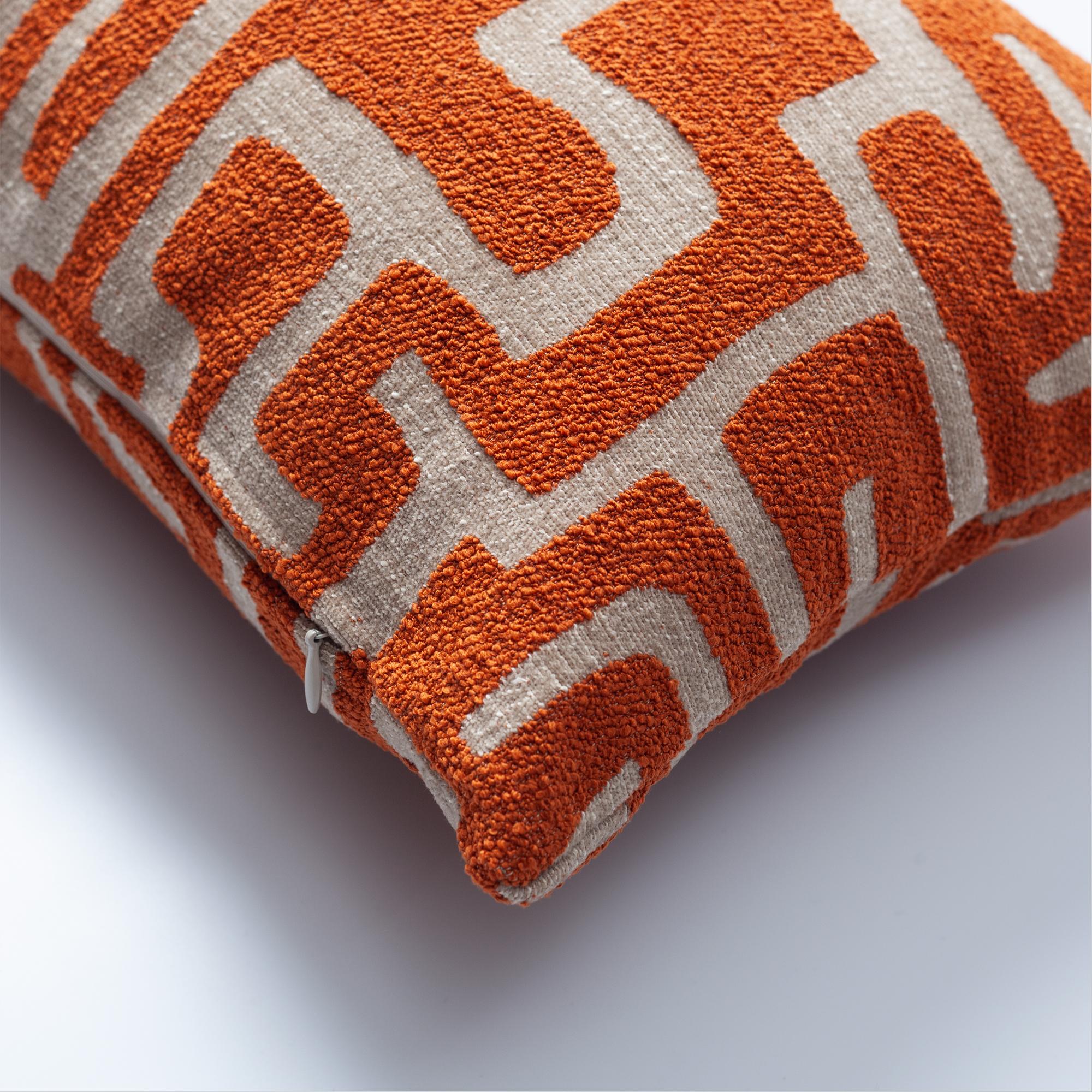 "Norm" - Maze Patterned 12x20 Inch Pillow - Orange (Cover Only)