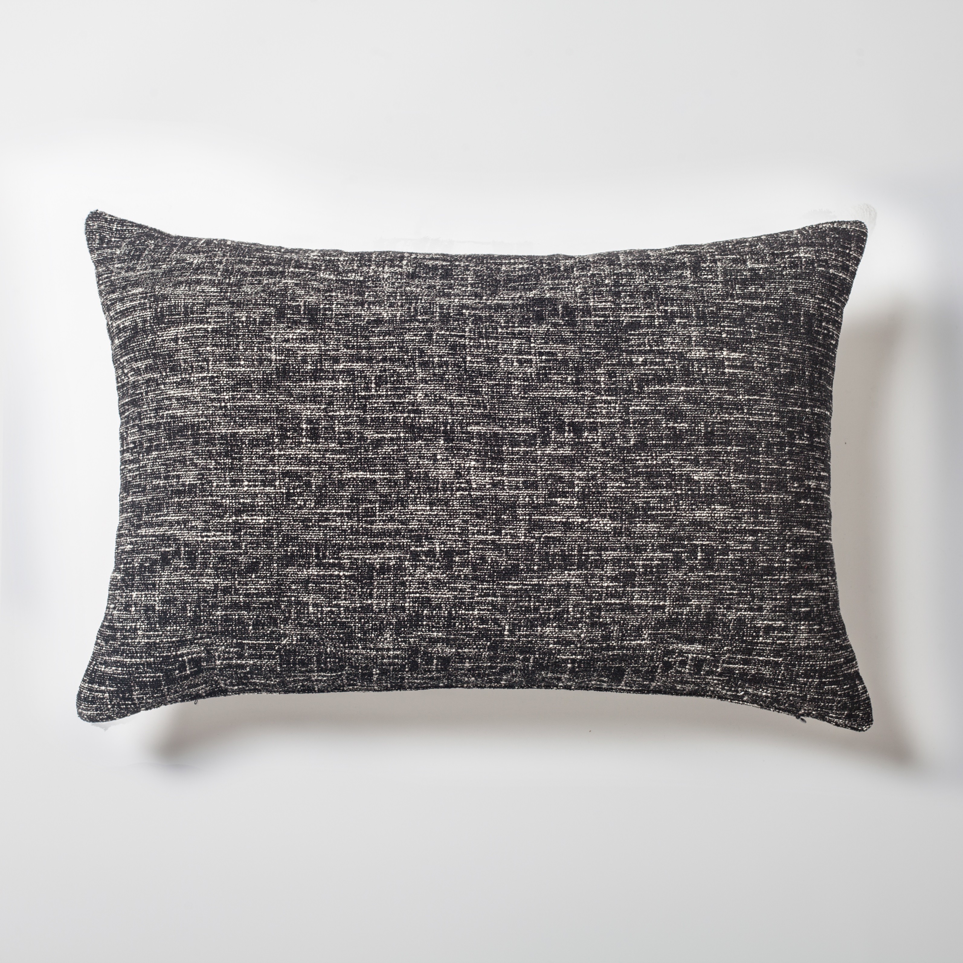 "Flap" - Textured Rectangular Linen Pillow 16x24 Inch - Black (Cover Only)