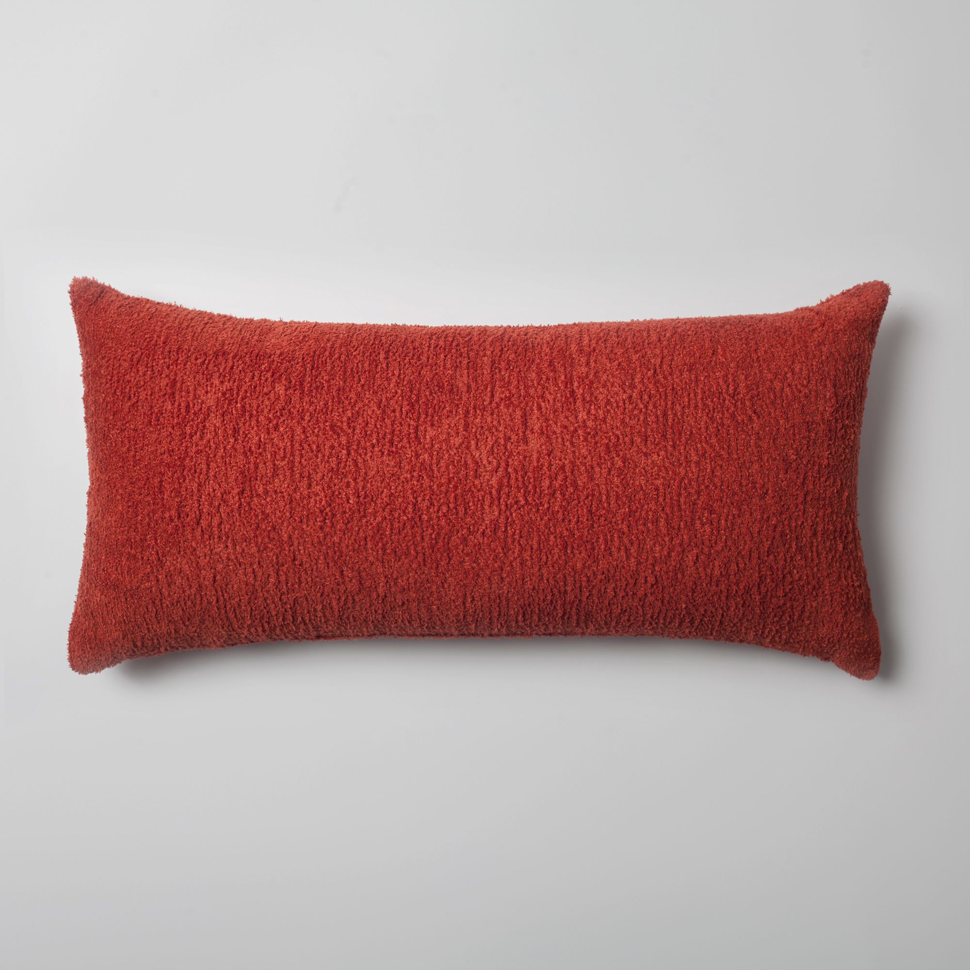 "Cozy" - Sheepskin Texture Fluffy Cushion 14x28 Inch - Red (Cover Only)