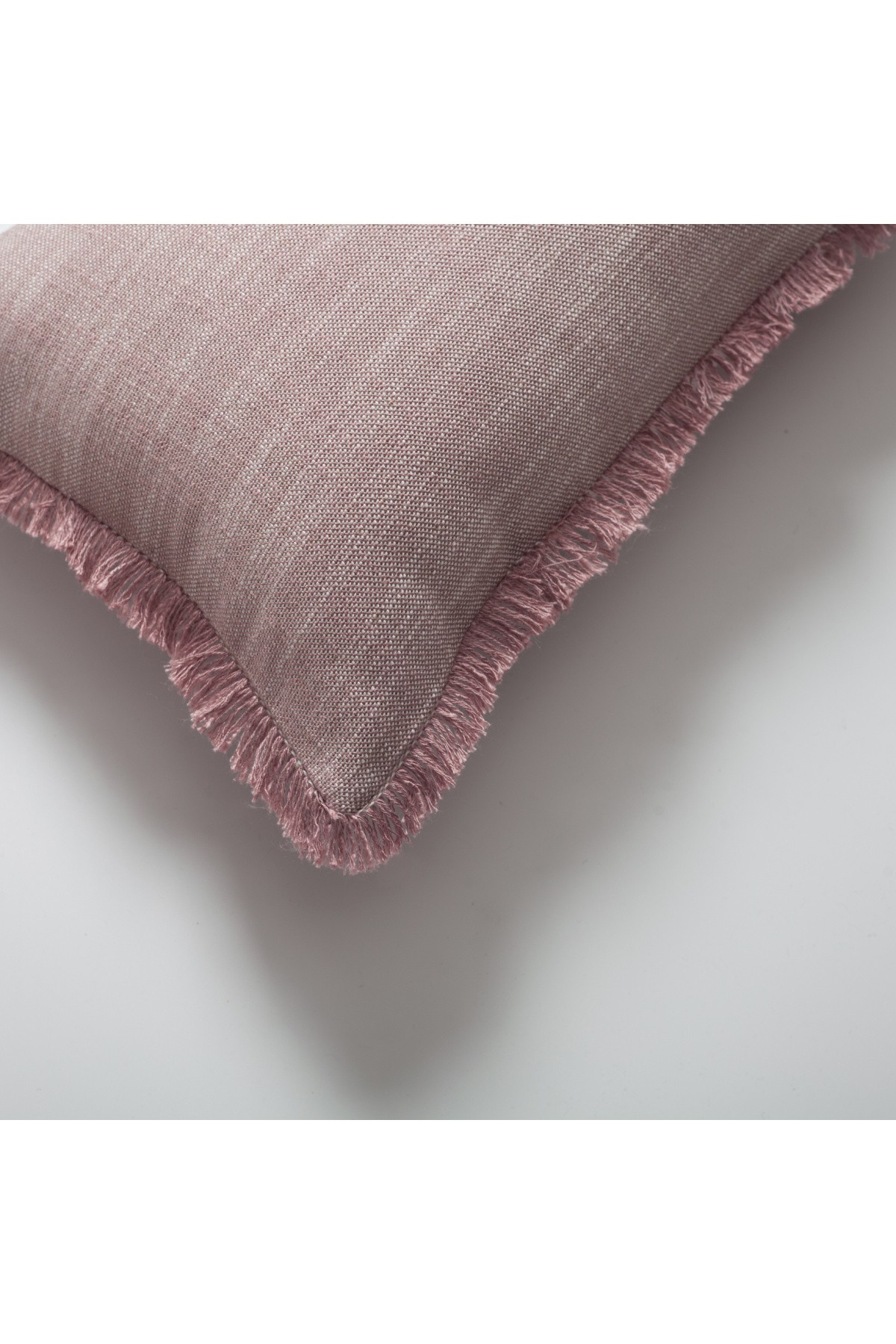 "Soho" - Linen Fringed Pillow 12x20 Inch - Pink (Cover Only)