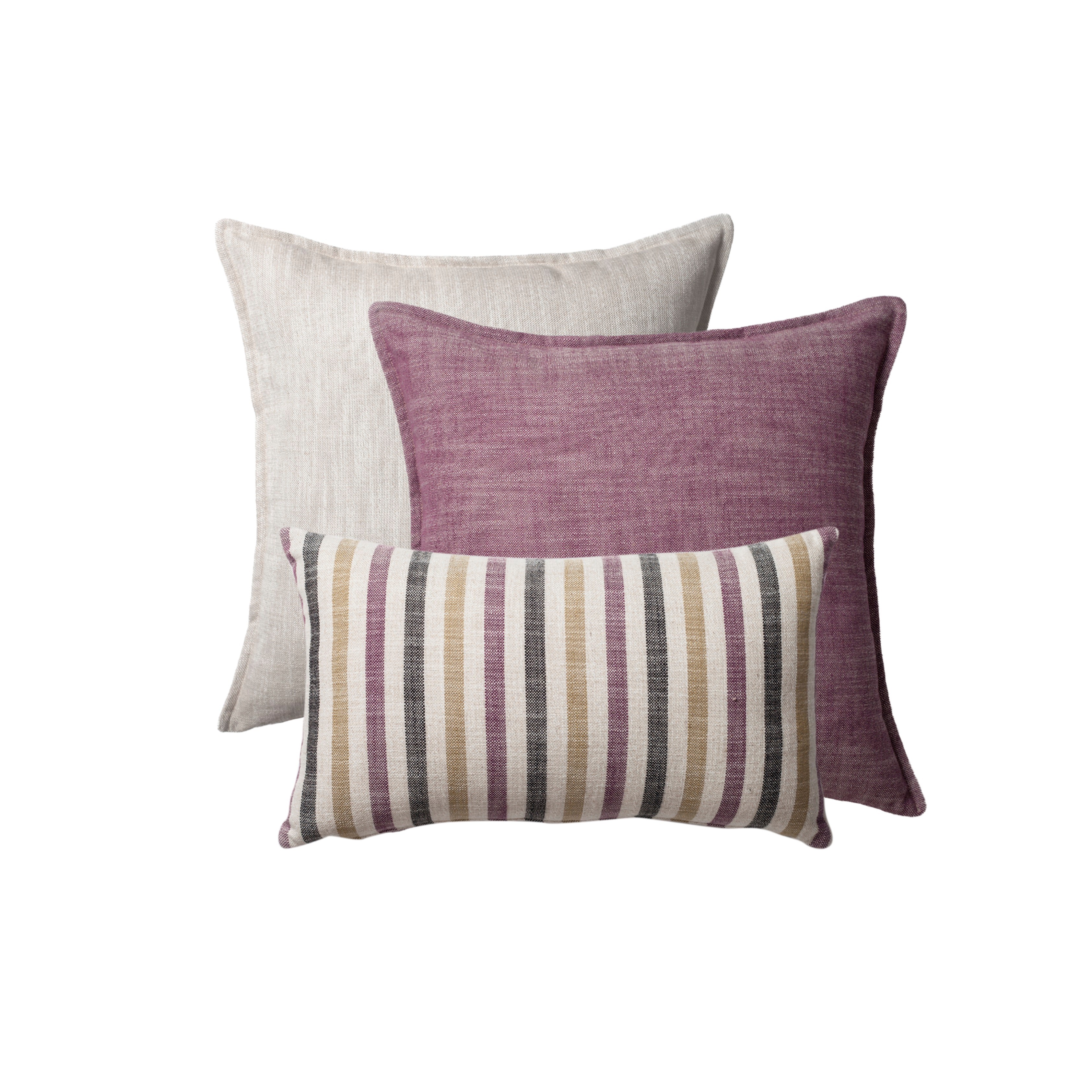 "Porto & Capri" - Decorative Pillow - 3-Piece Combo Set - Purple (Cover Only)