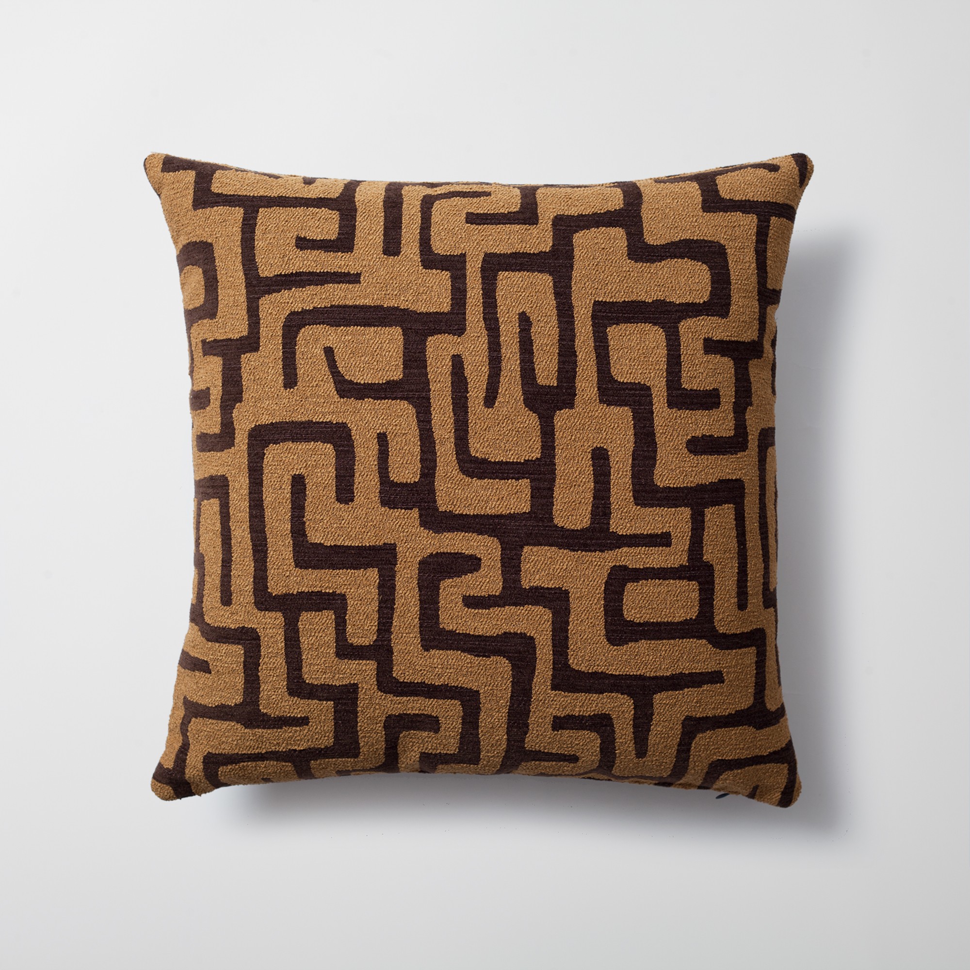 "Norm" - Maze Patterned 20x20 Inch Pillow - Brown (Cover Only)