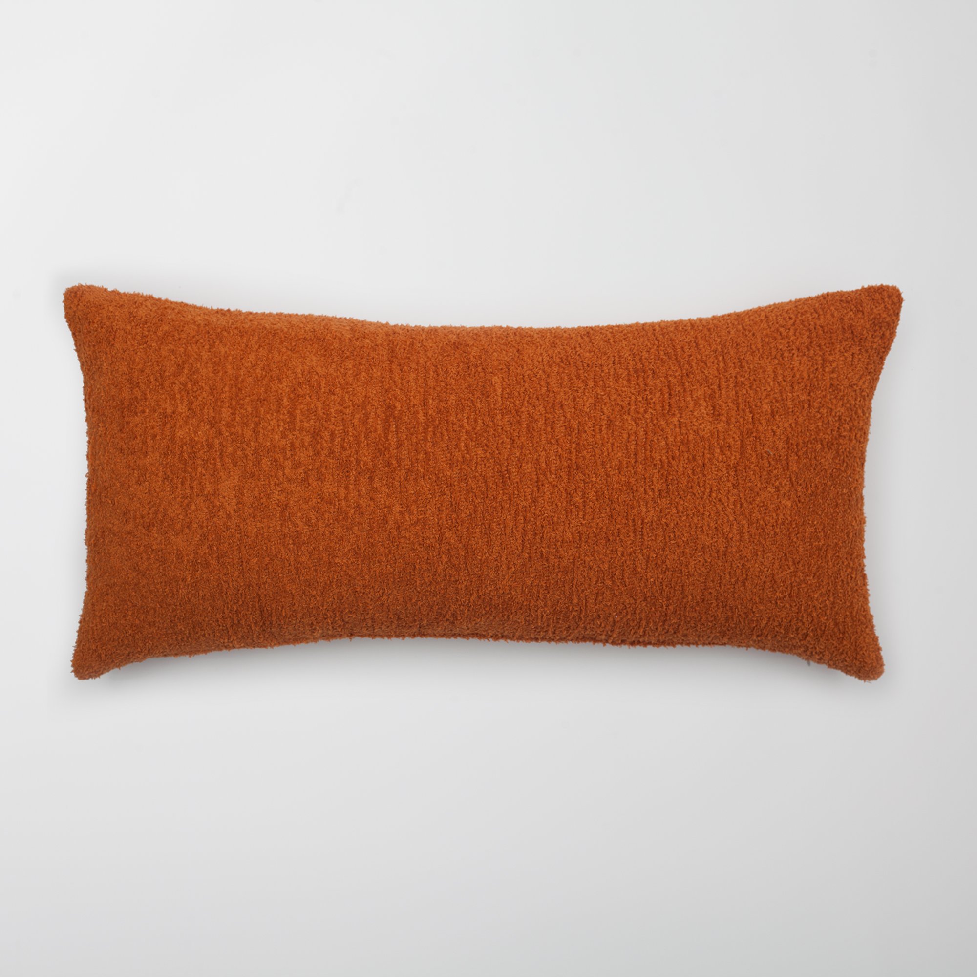 "Cozy" - Sheepskin Texture Fluffy Cushion 14x28 Inch - Orange (Cover Only)