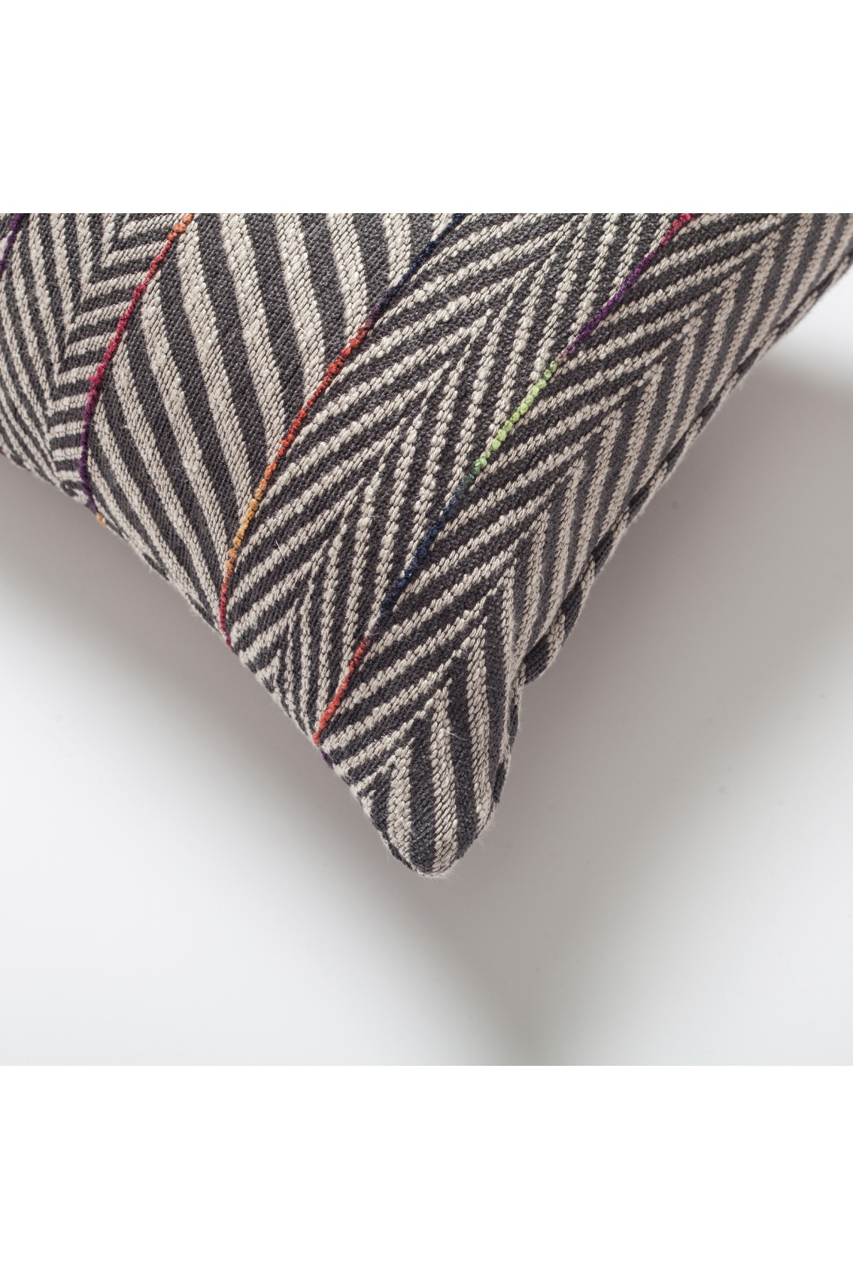 "Sense" - Linen Gradient Striped Herringbone Patterned Pillow 12x20 Inch - Anthracite (Cover Only)