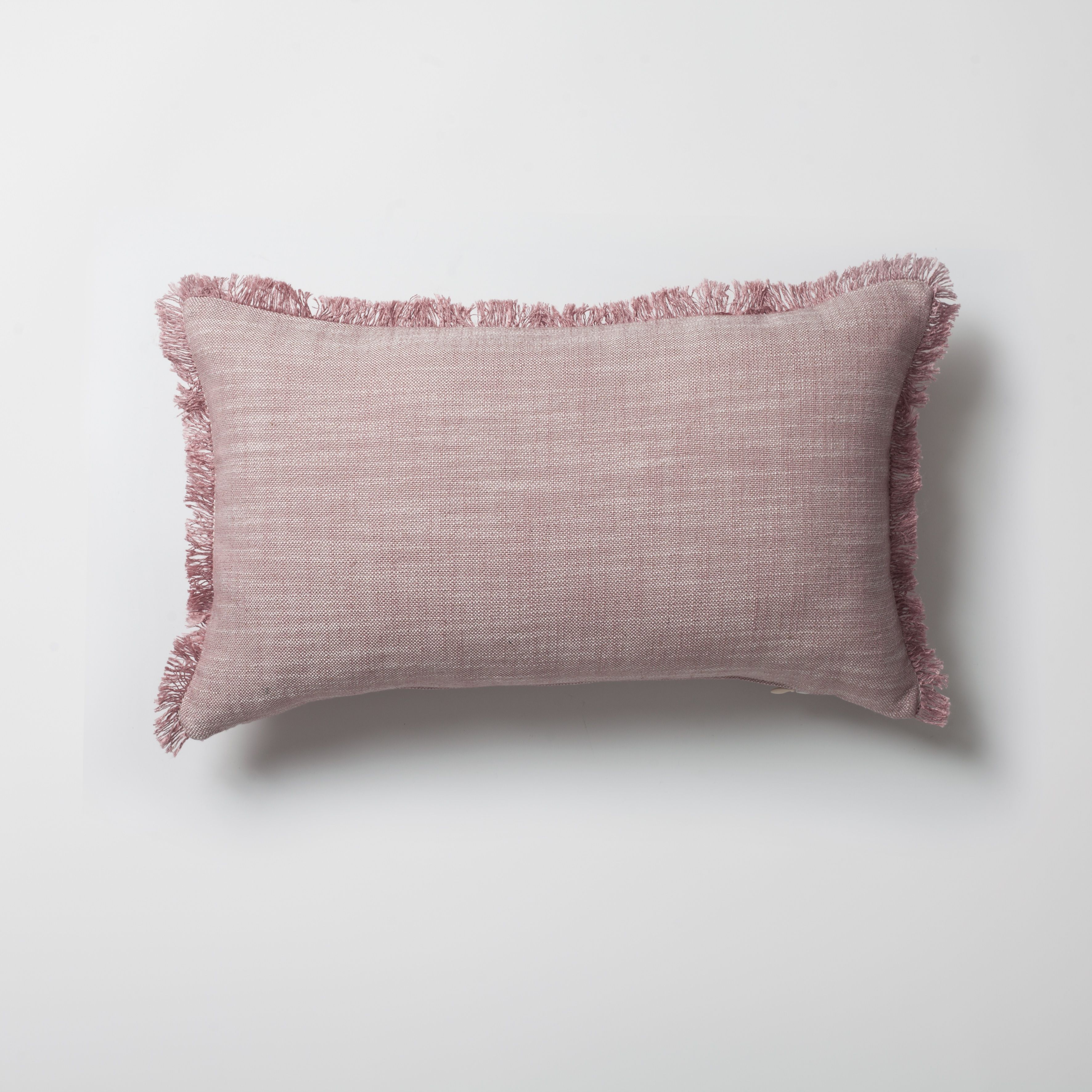 "Soho" - Linen Fringed Pillow 12x20 Inch - Pink (Cover Only)