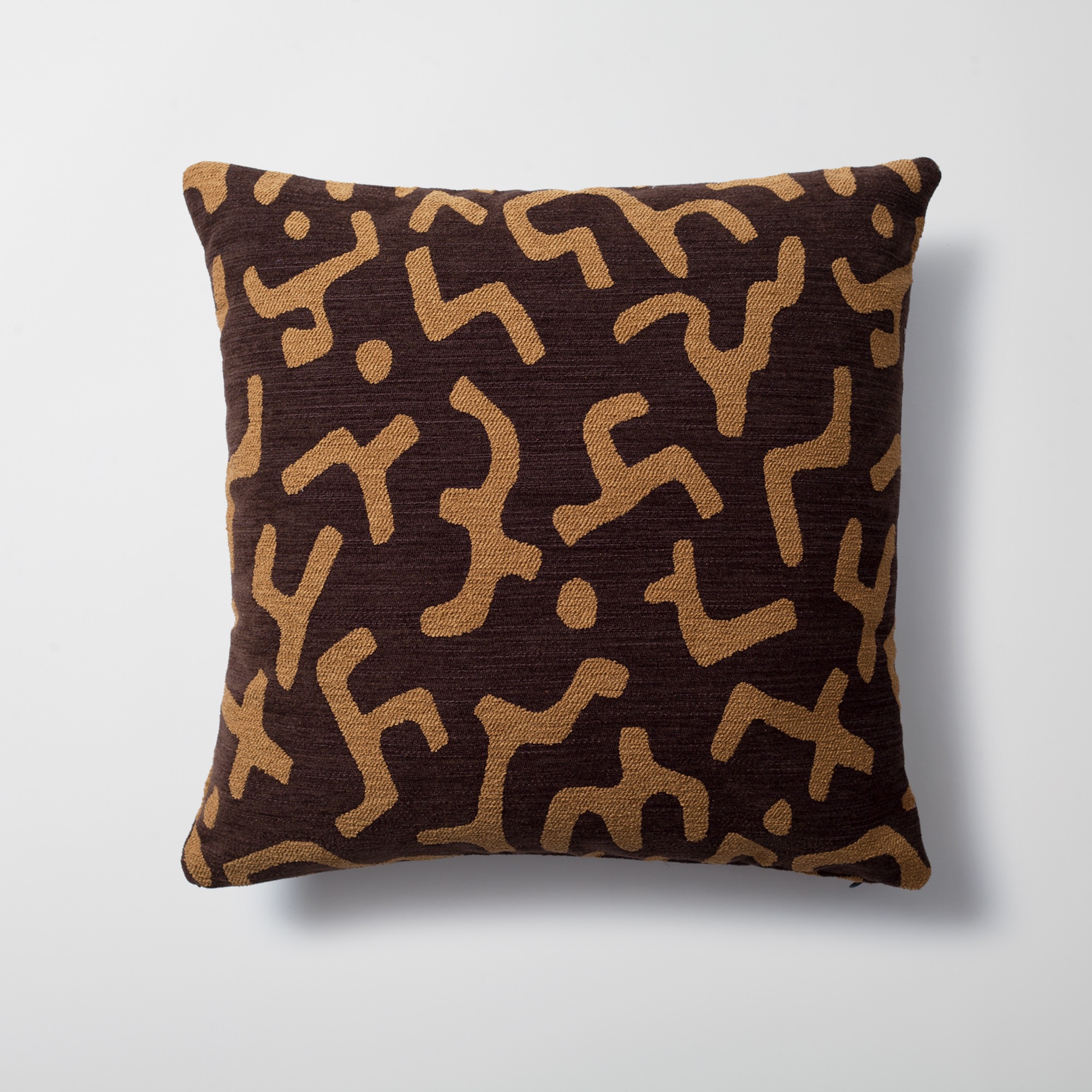 "Nandos" - Maze Patterned 20x20 Inch Pillow - Brown (Cover Only)